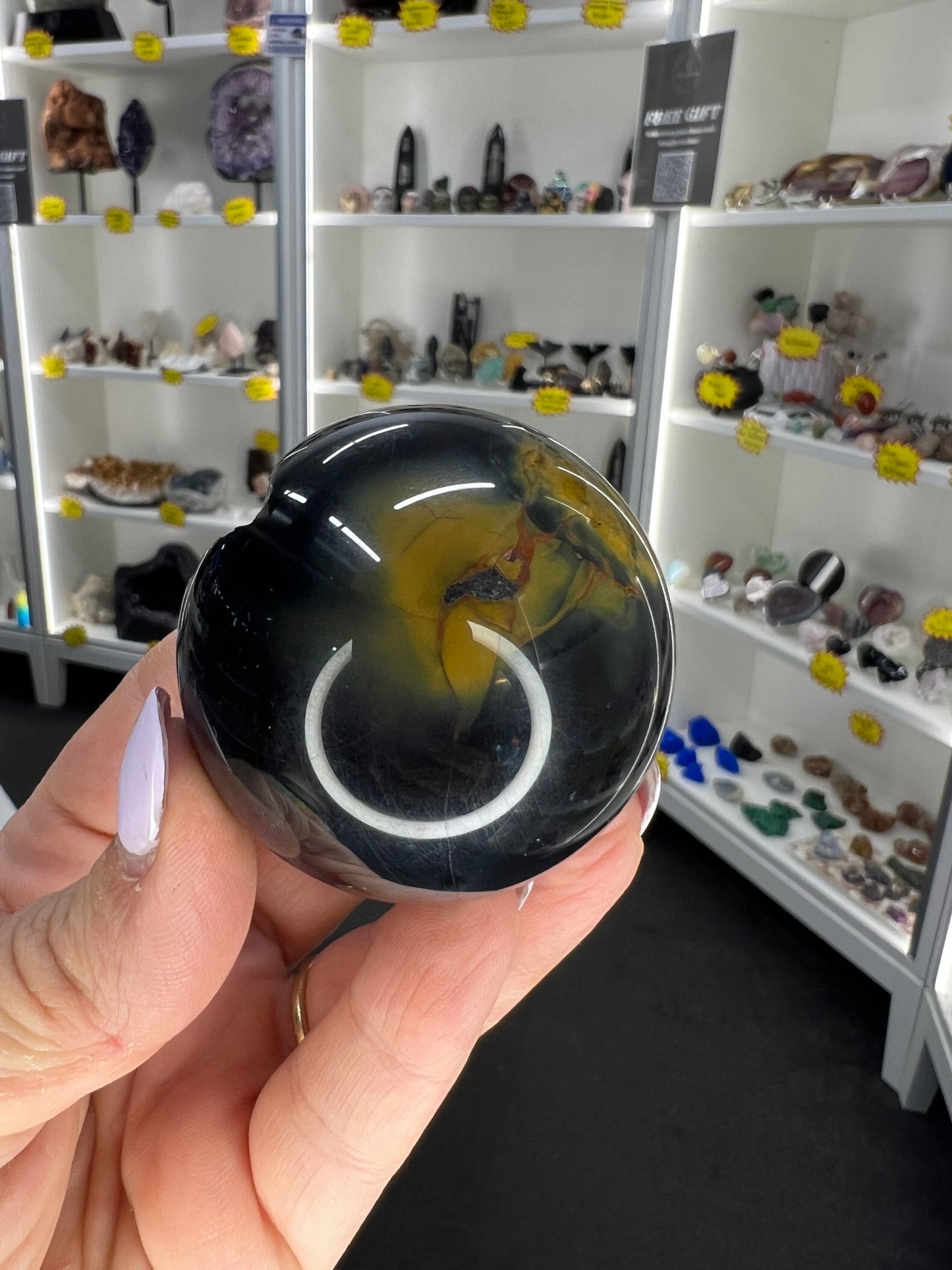 Druzy Black Agate Sphere with Stand