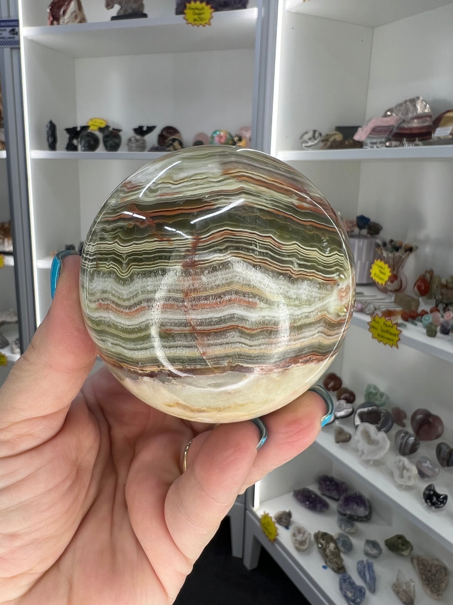 Green Onyx Sphere on Stand
