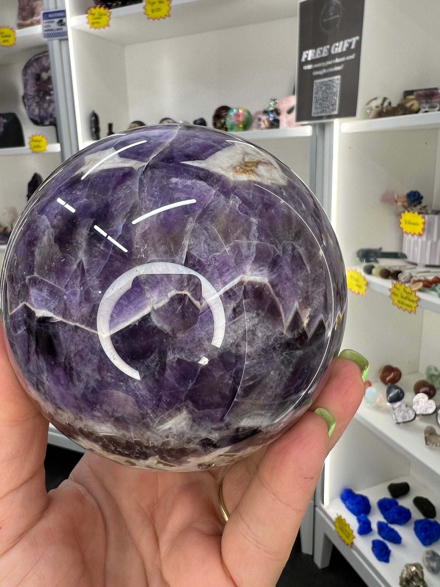 Chevron / Dream Amethyst Sphere with Stand