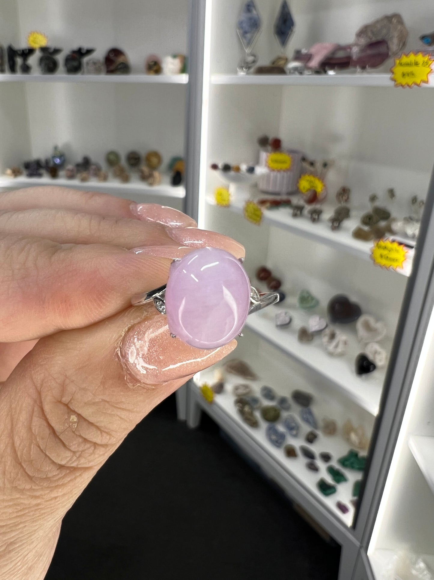 Kunzite Sterling Silver Ring (Size Adjustable)