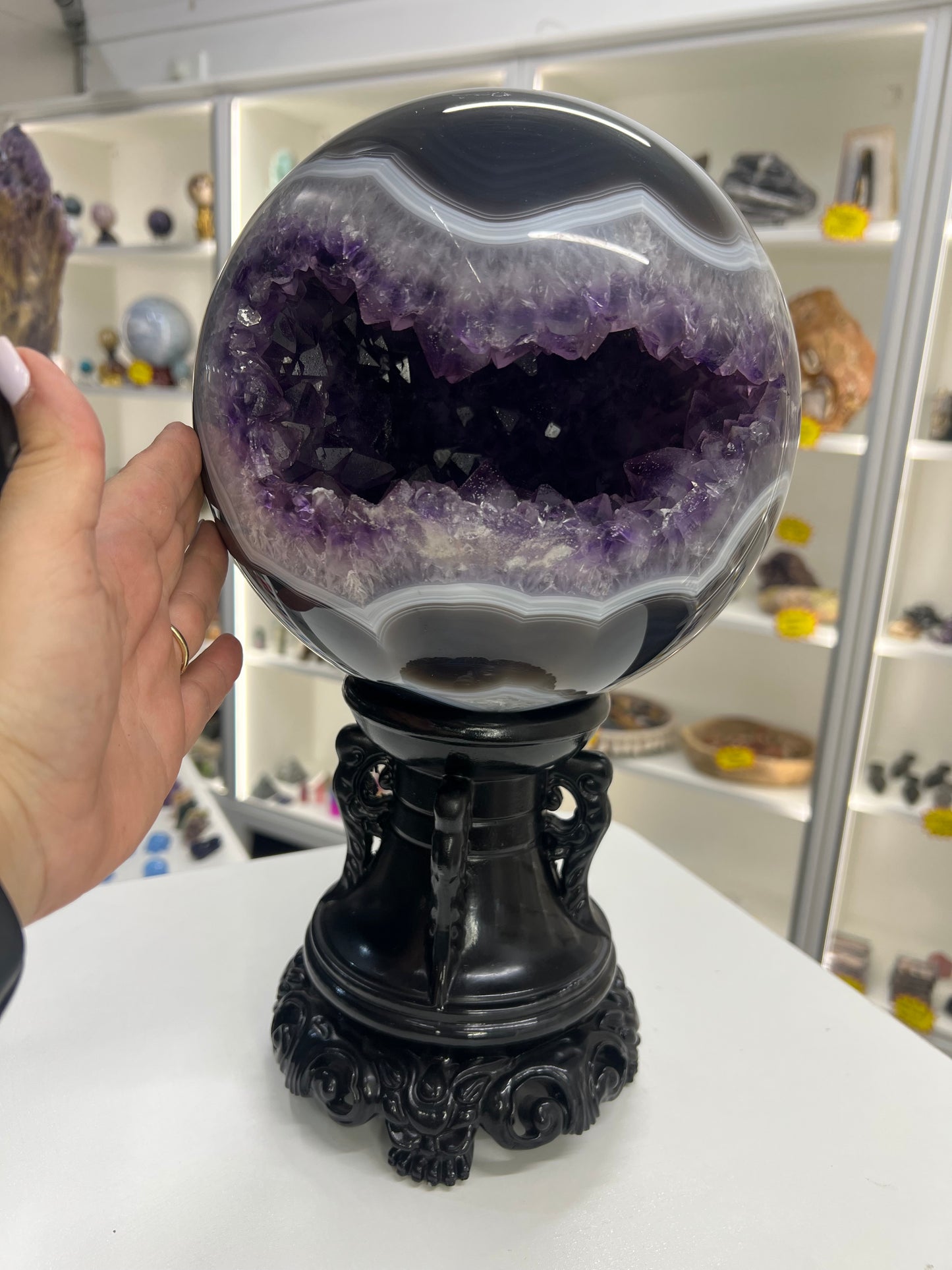 Huge Geode Amethyst Sphere with Stand