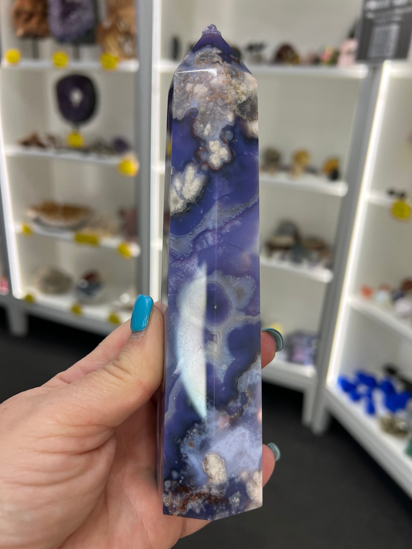 Blue Flower Agate Tower