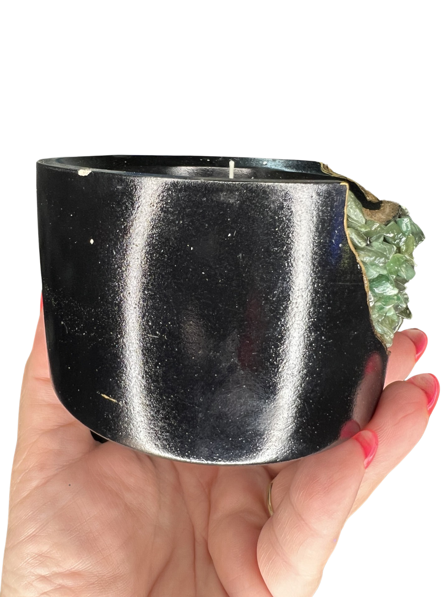 Green Aventurine Crystal Candle