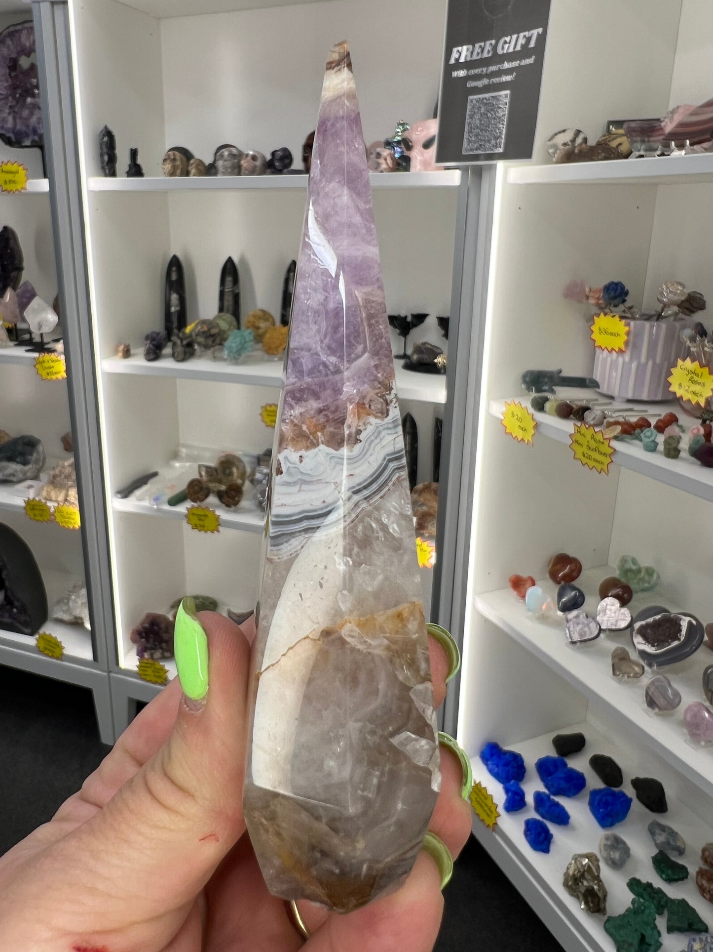 Amethyst x Banded Agate Faceted Freeform