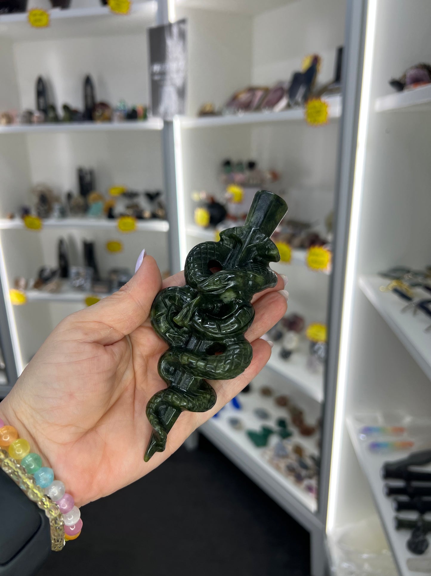 Green Jade Snake on Sword