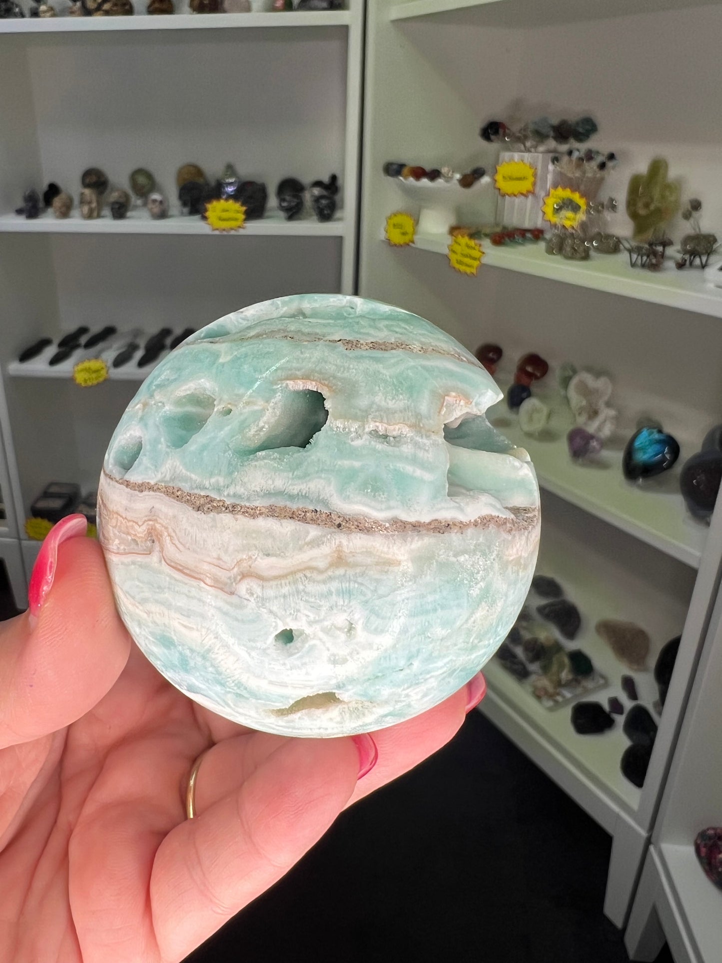 Hemimorphite Sphere on Stand