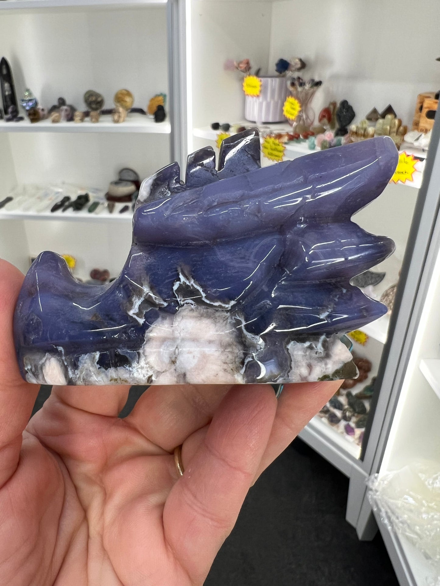 Blue Flower Agate Dragon Head