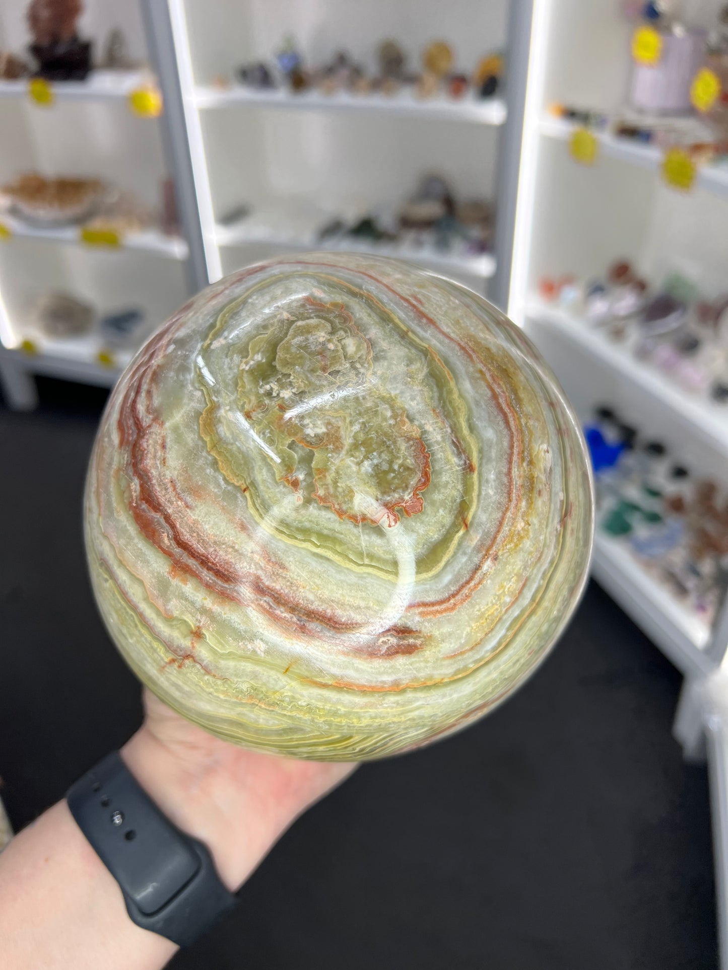 Green Onyx Sphere with Stand