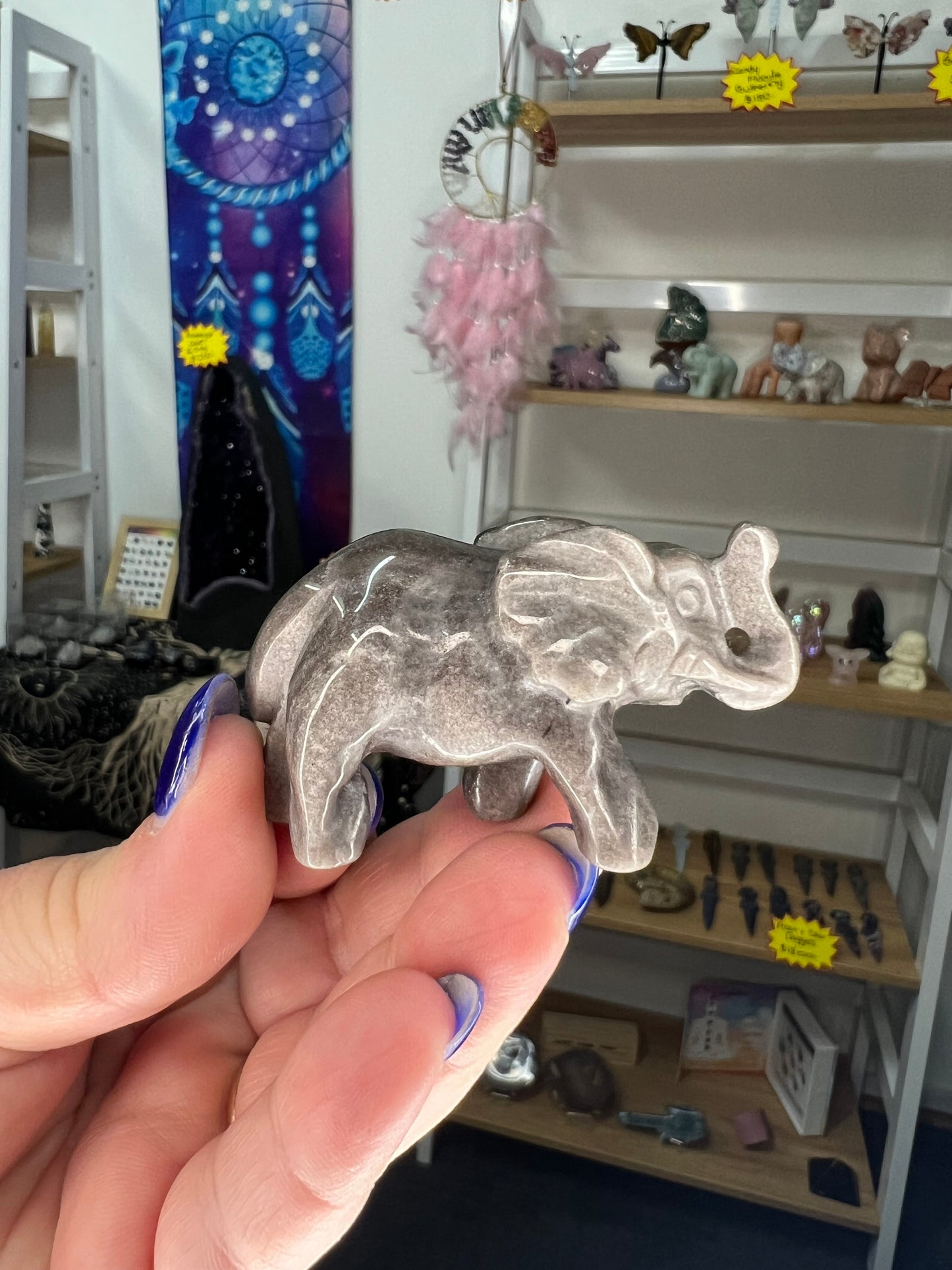 Silver Sheen Obsidian Elephant