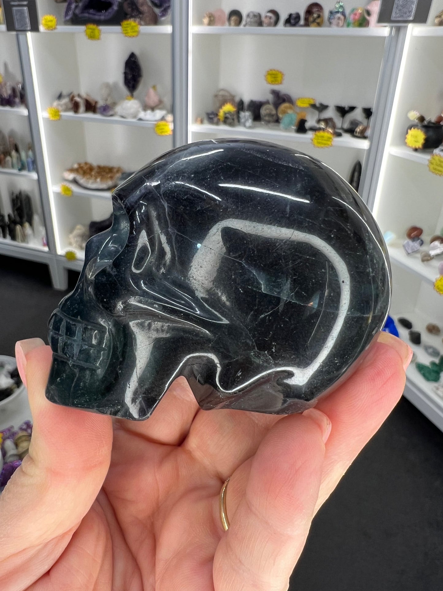 Black Fluorite Skull (UV Reactive)
