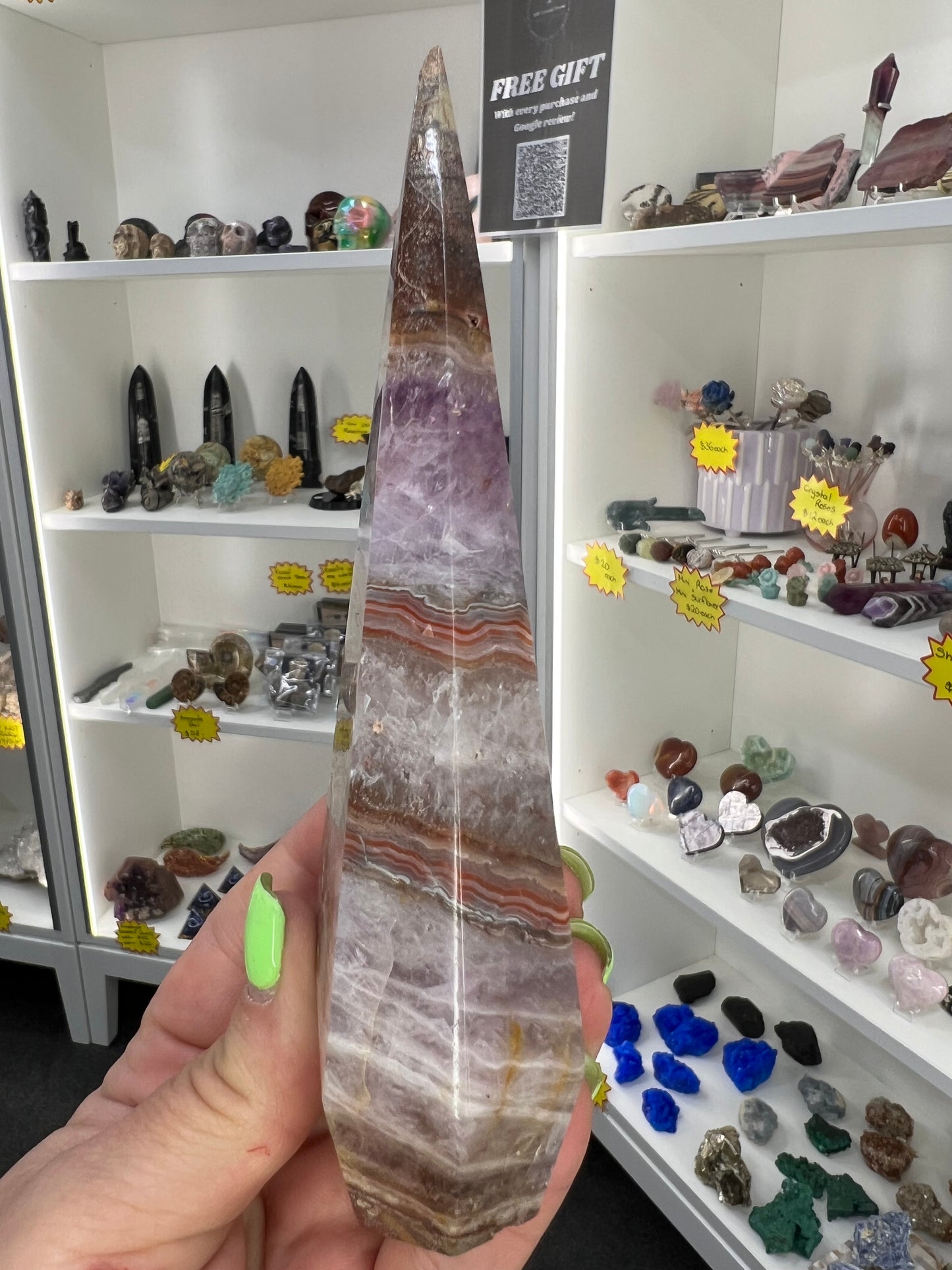 Amethyst x Banded Agate Faceted Freeform