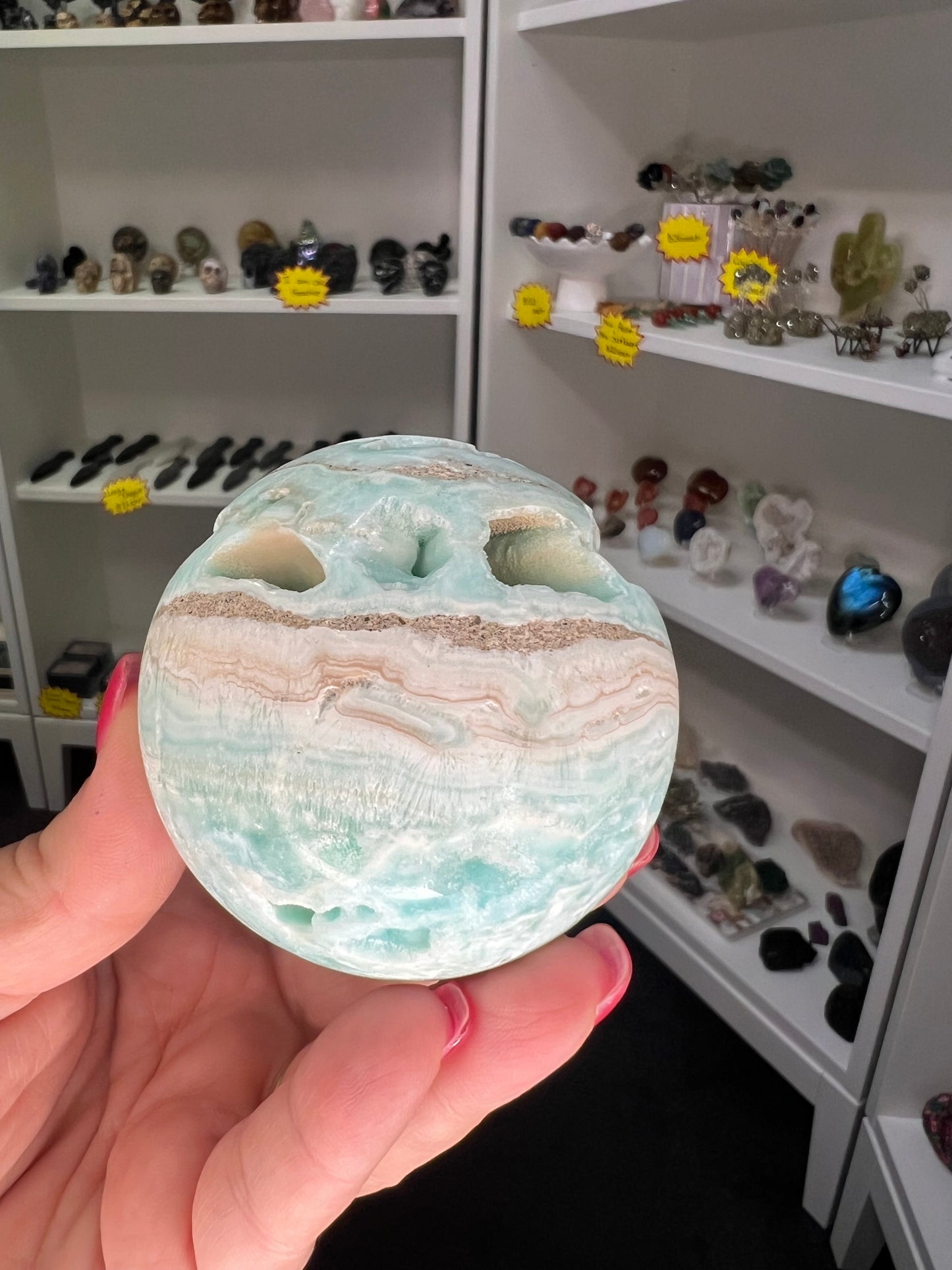 Hemimorphite Sphere on Stand