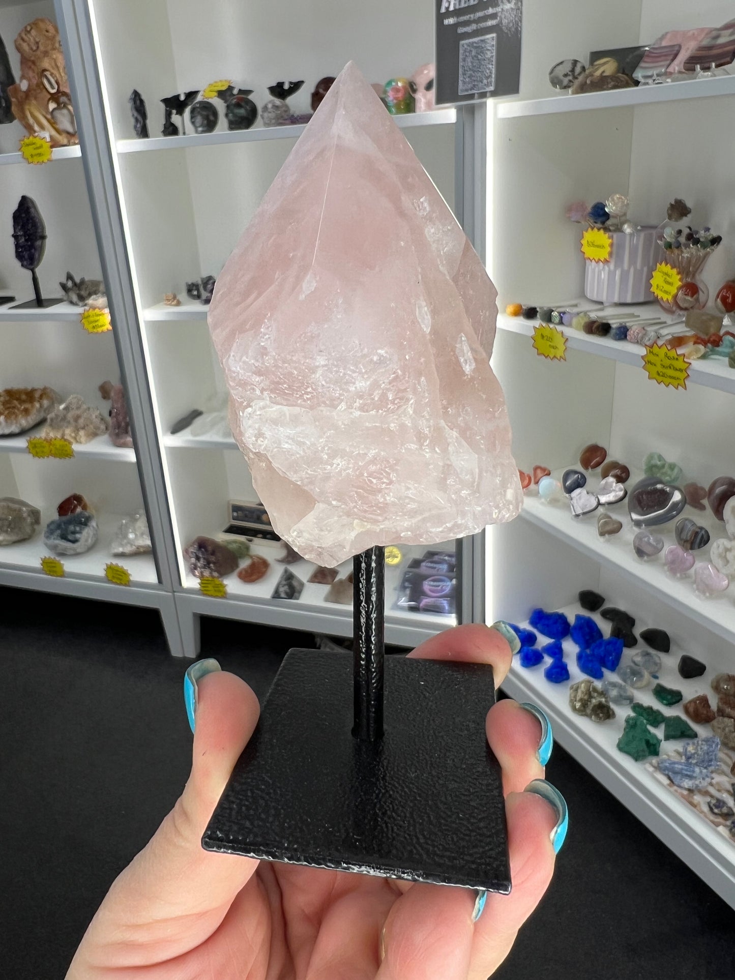 Rose Quartz Point on Stand