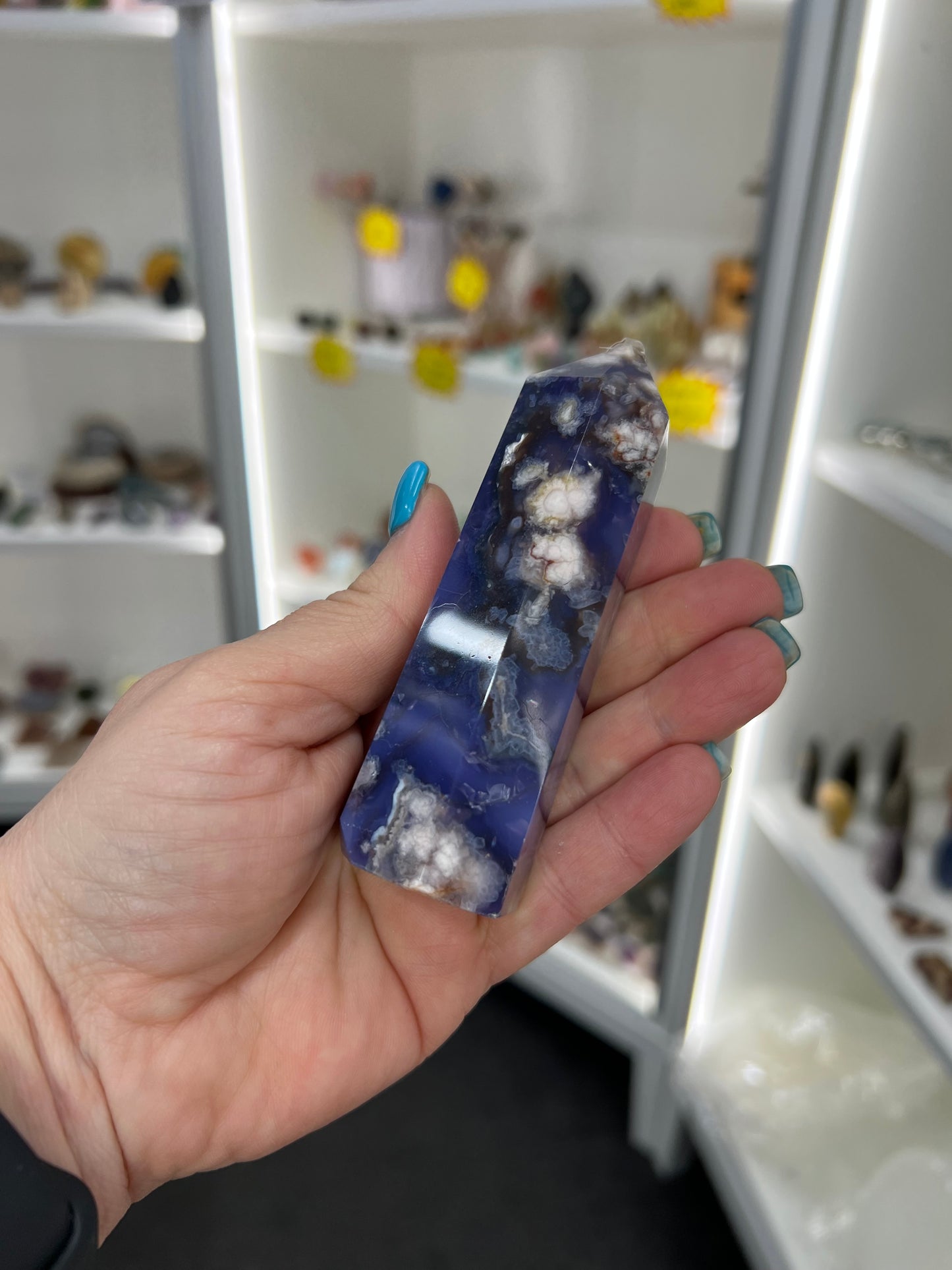Blue Flower Agate Tower