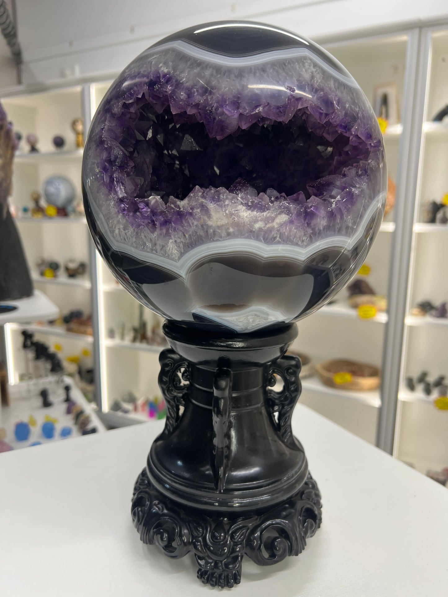 Huge Geode Amethyst Sphere with Stand
