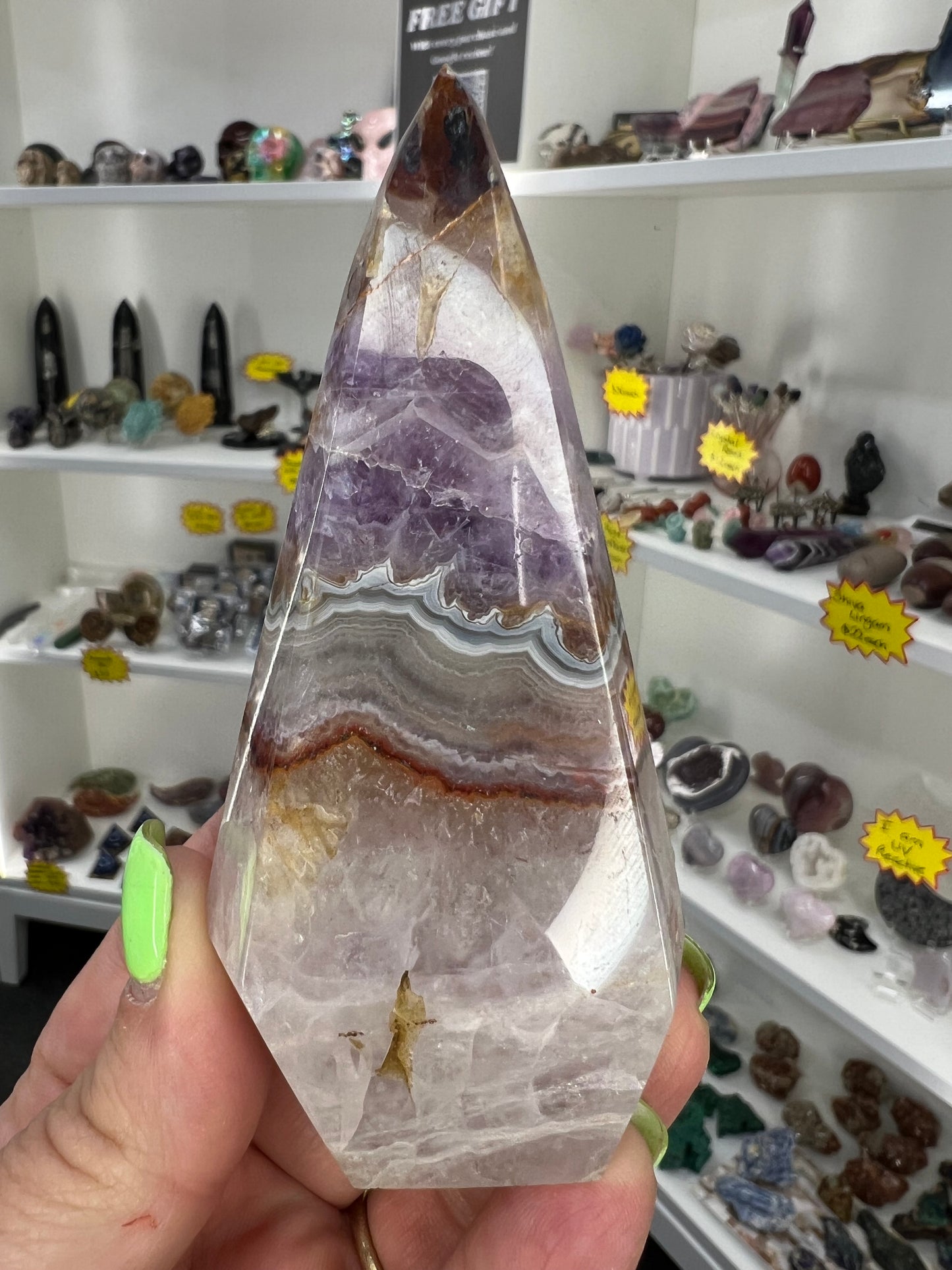 Amethyst x Banded Agate Faceted Freeform
