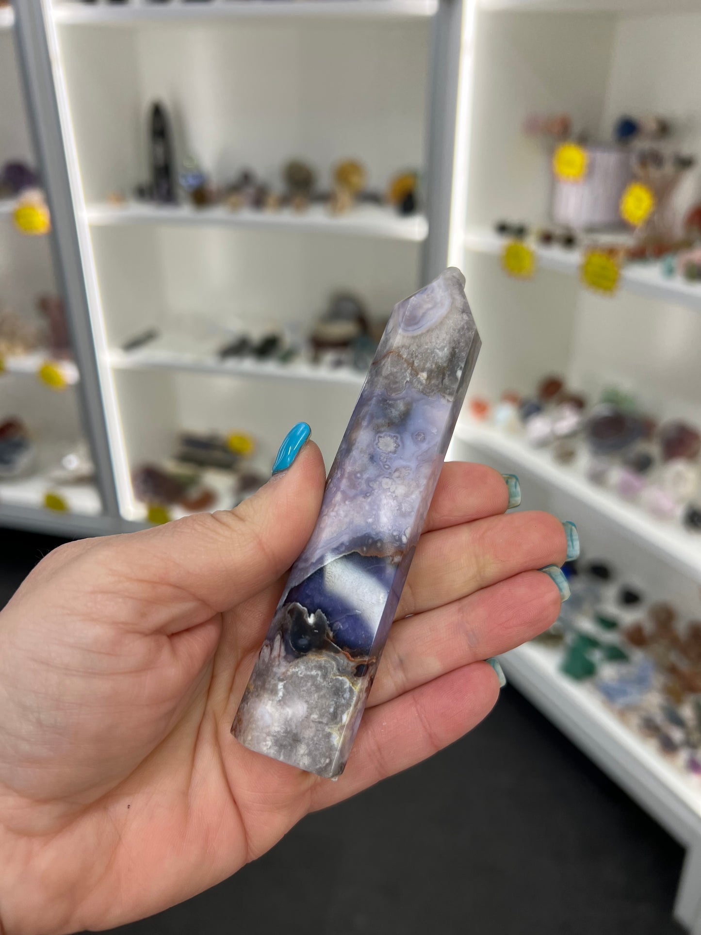 Blue Flower Agate Tower