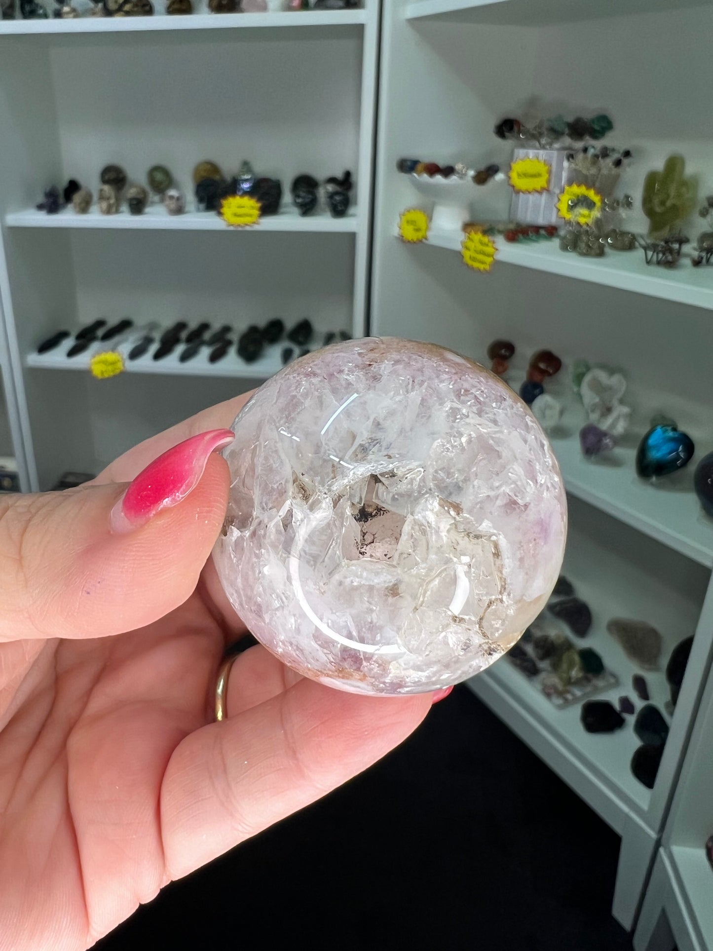 Amethyst x Flower Agate Sphere on Stand