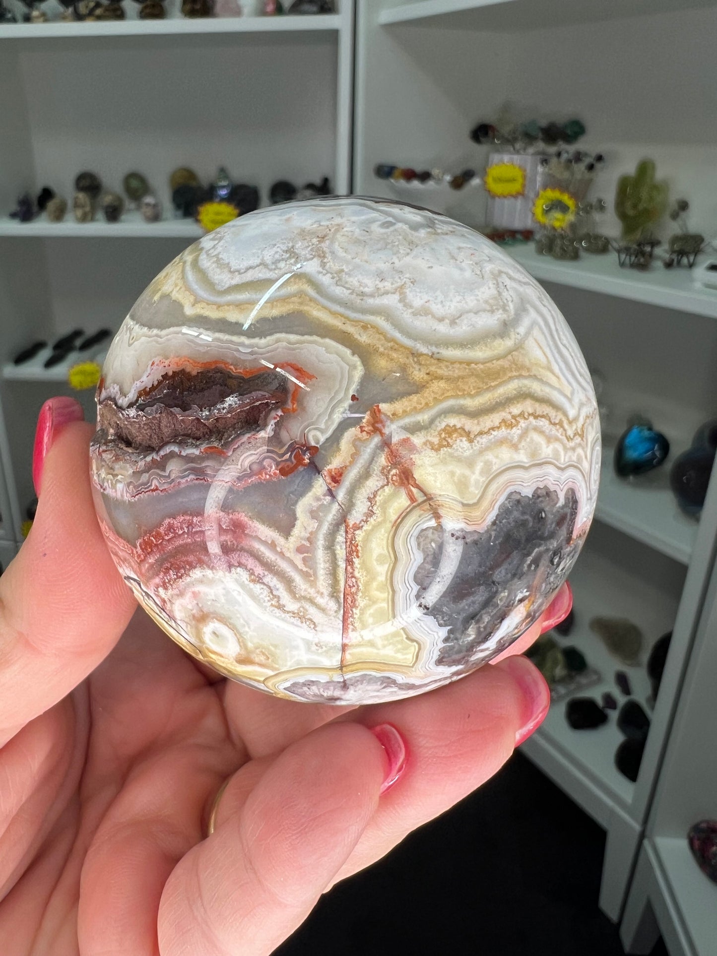 Mexican Lace Agate Sphere on Stand