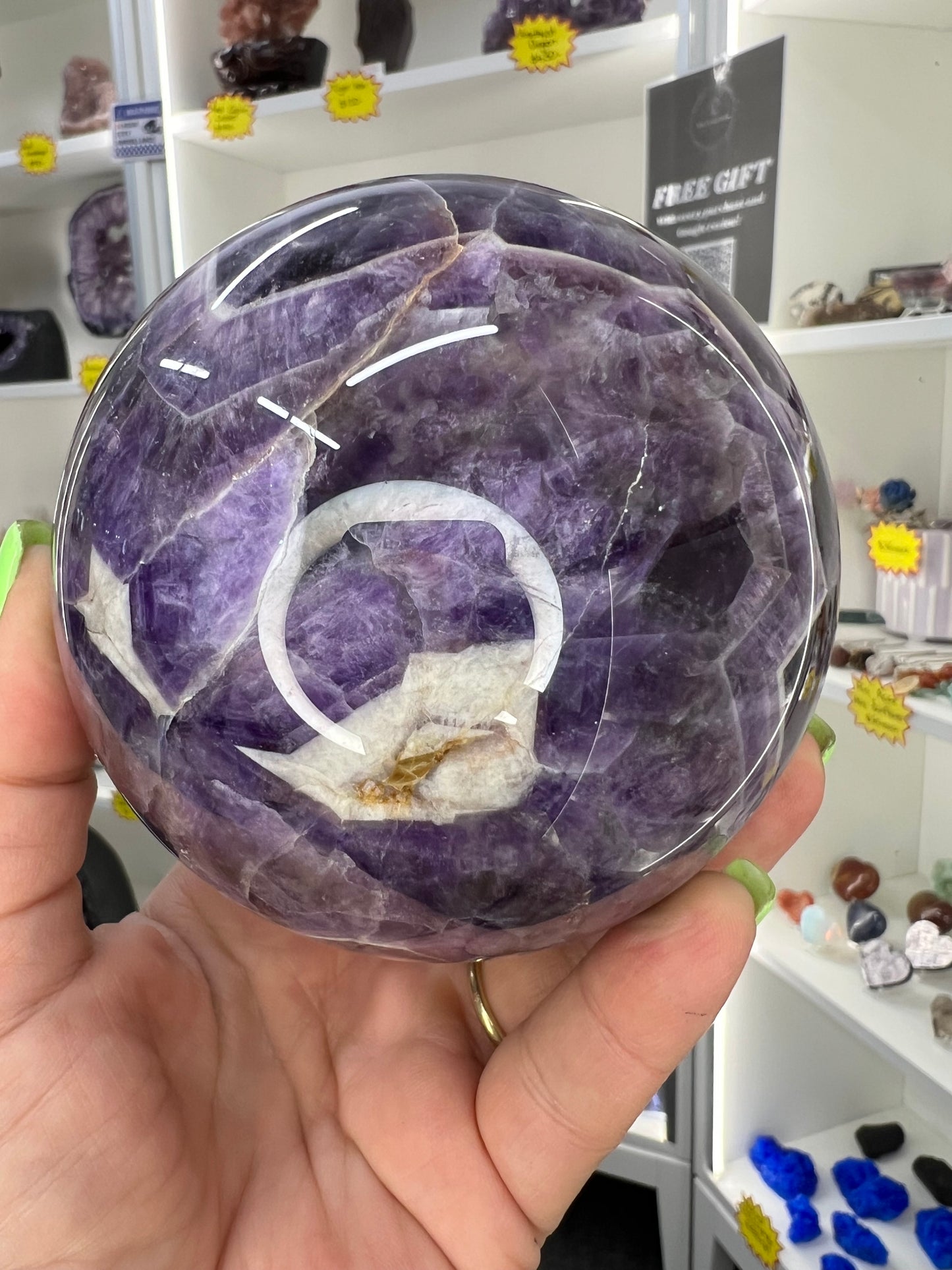 Chevron / Dream Amethyst Sphere with Stand