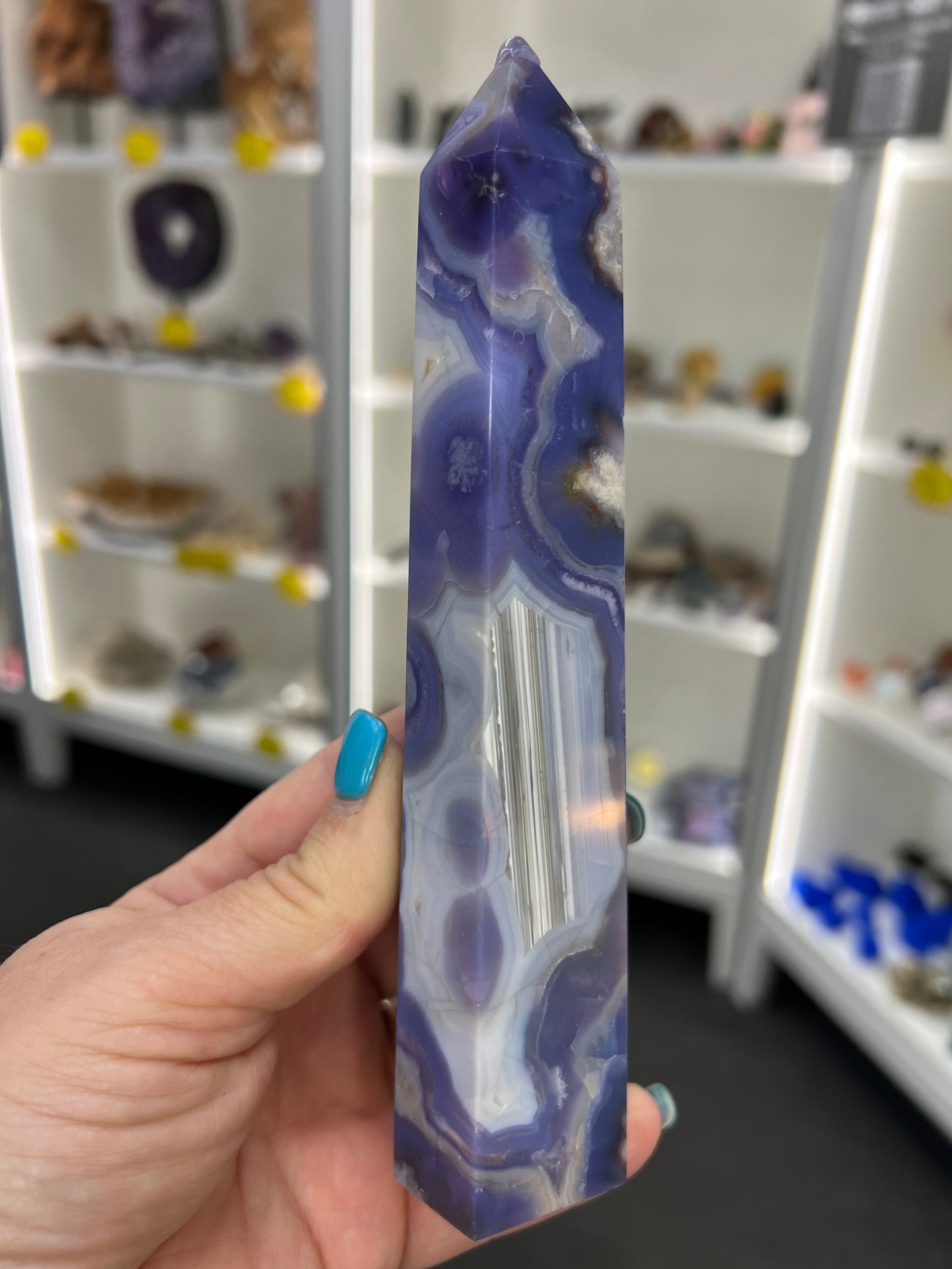 Blue Flower Agate Tower