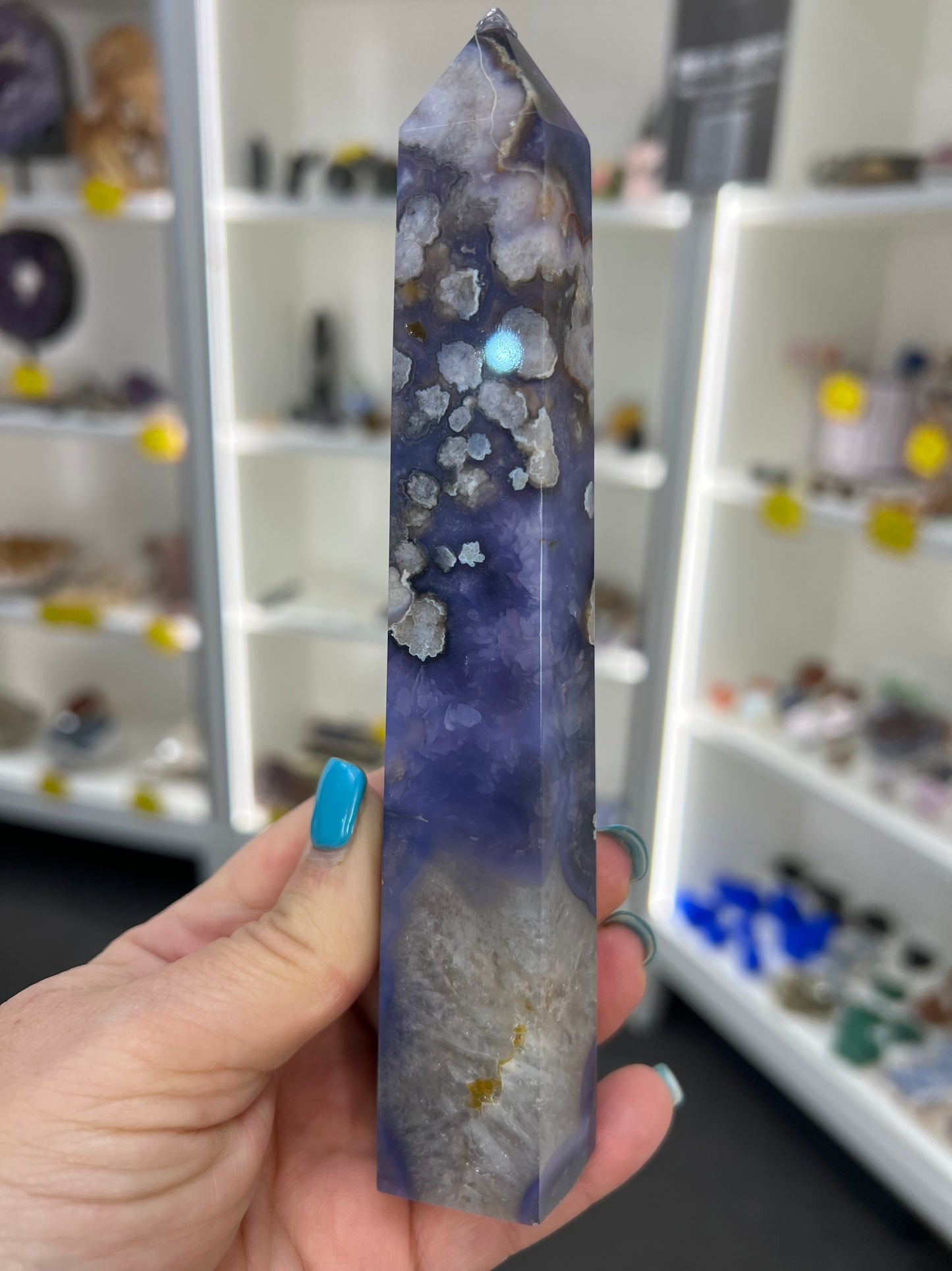 Blue Flower Agate Tower