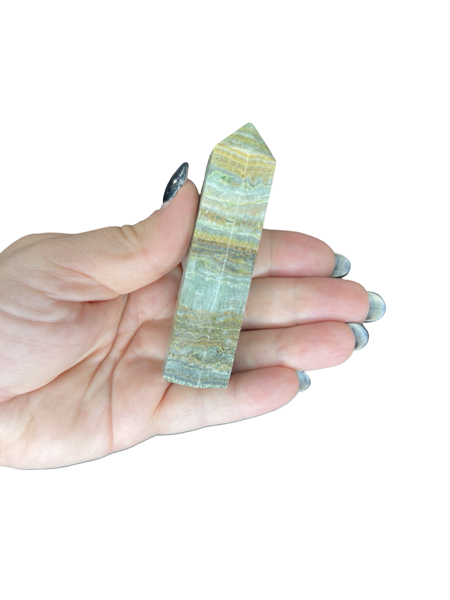 Banded Pistachio Calcite Tower