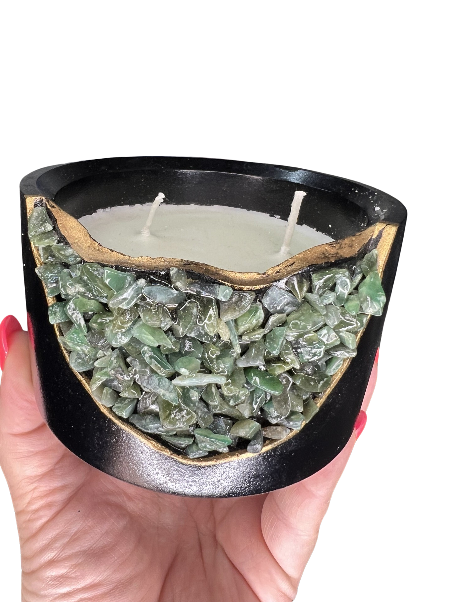 Green Aventurine Crystal Candle