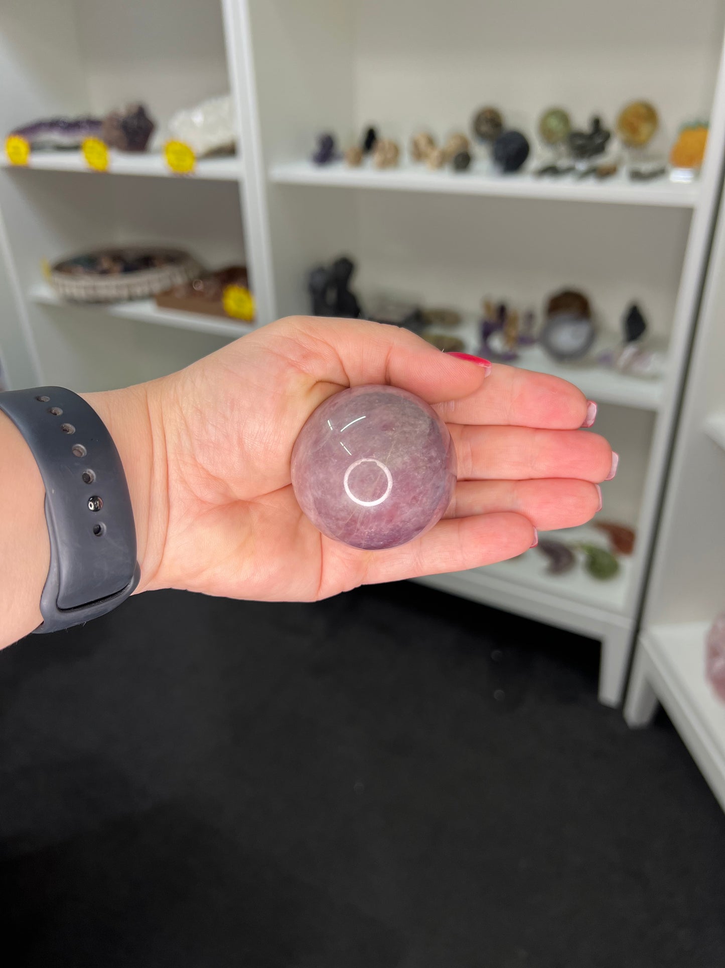 Lavender Rose Quartz Sphere on Stand