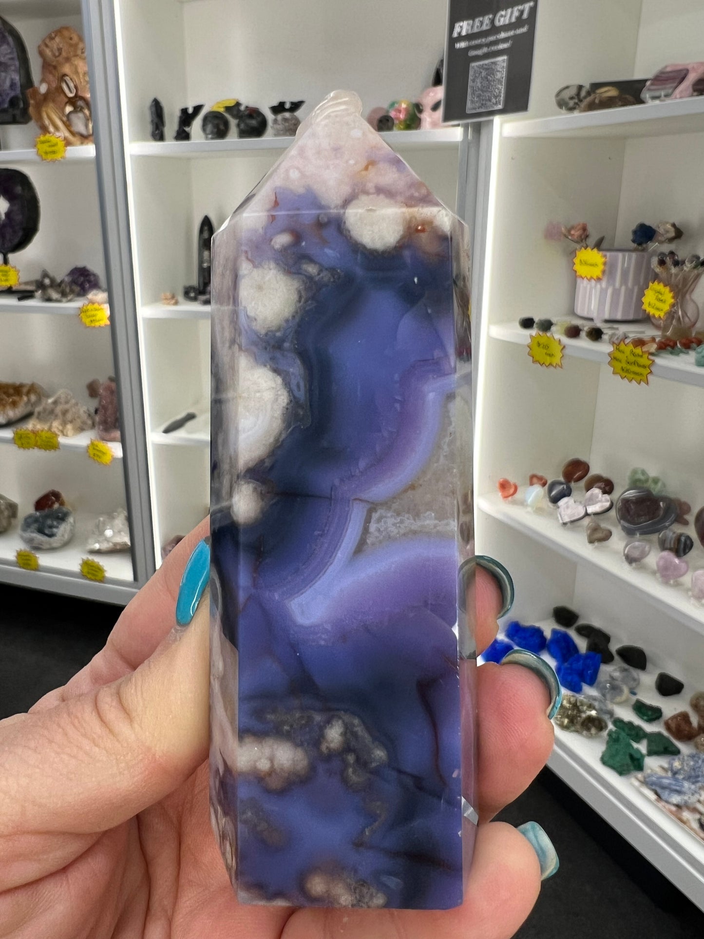 Blue Flower Agate Tower