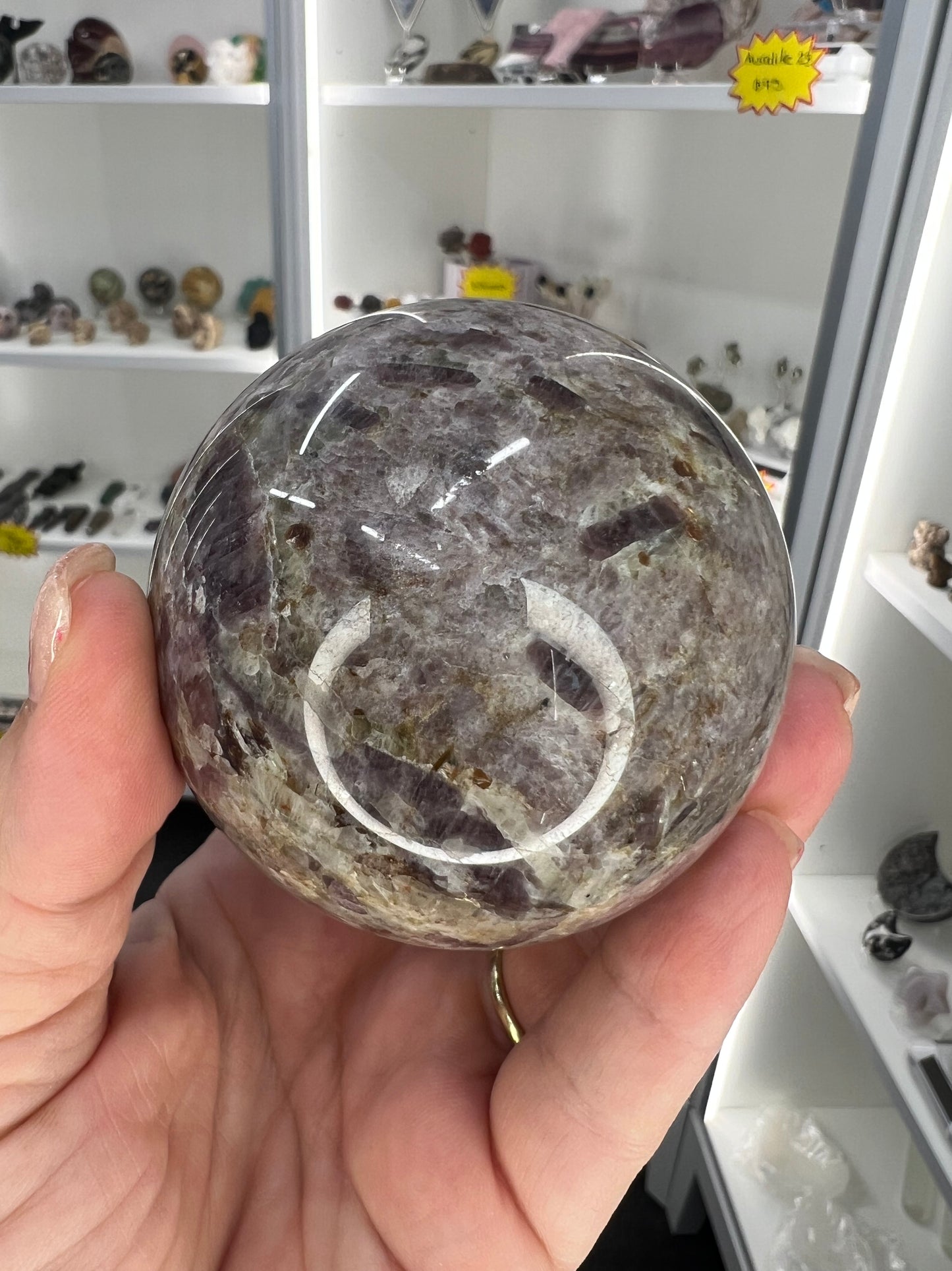 Willemite Sphere on Stand (UV Reactive)