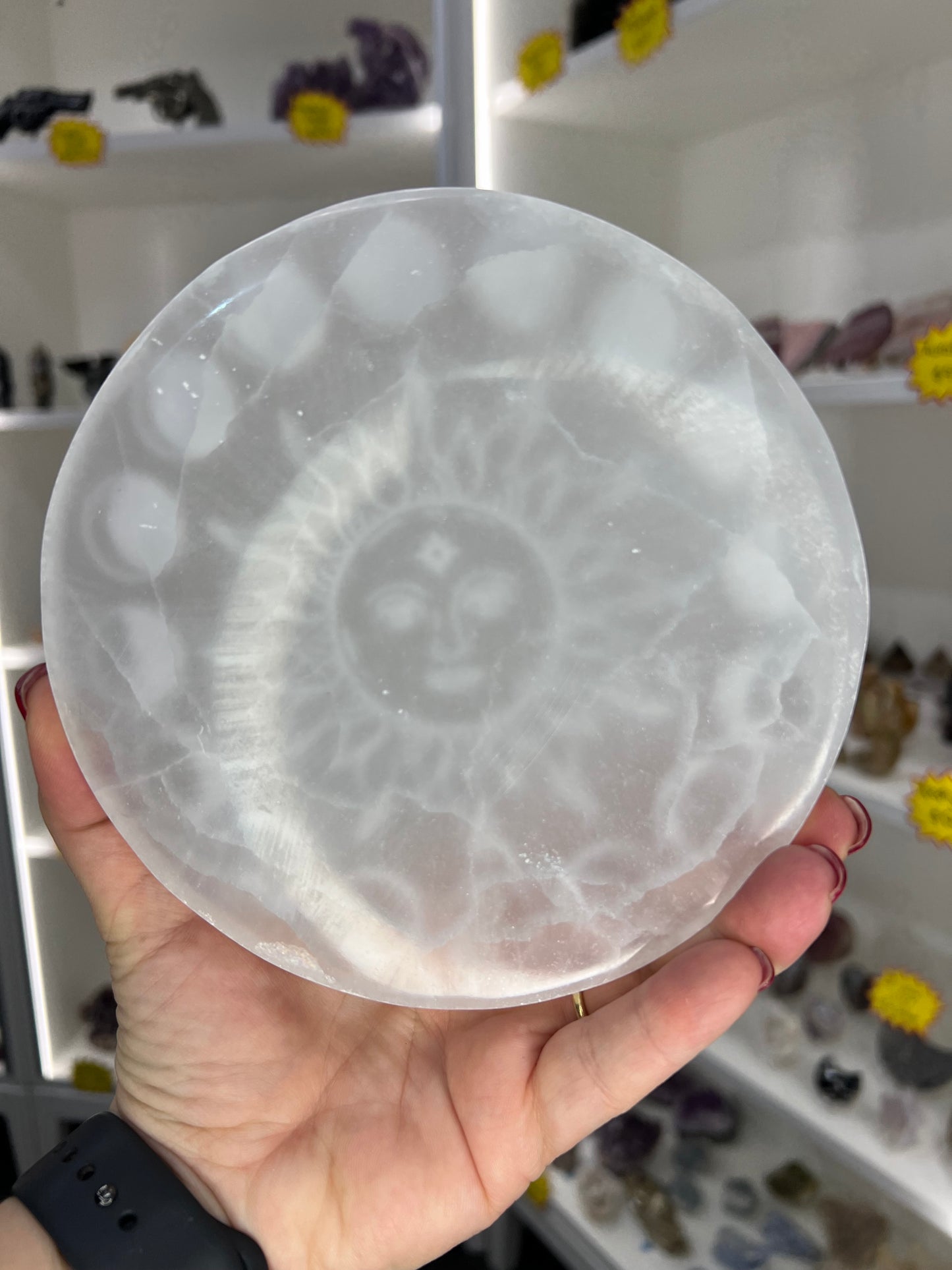 Selenite Sun & Moon Charging Plate