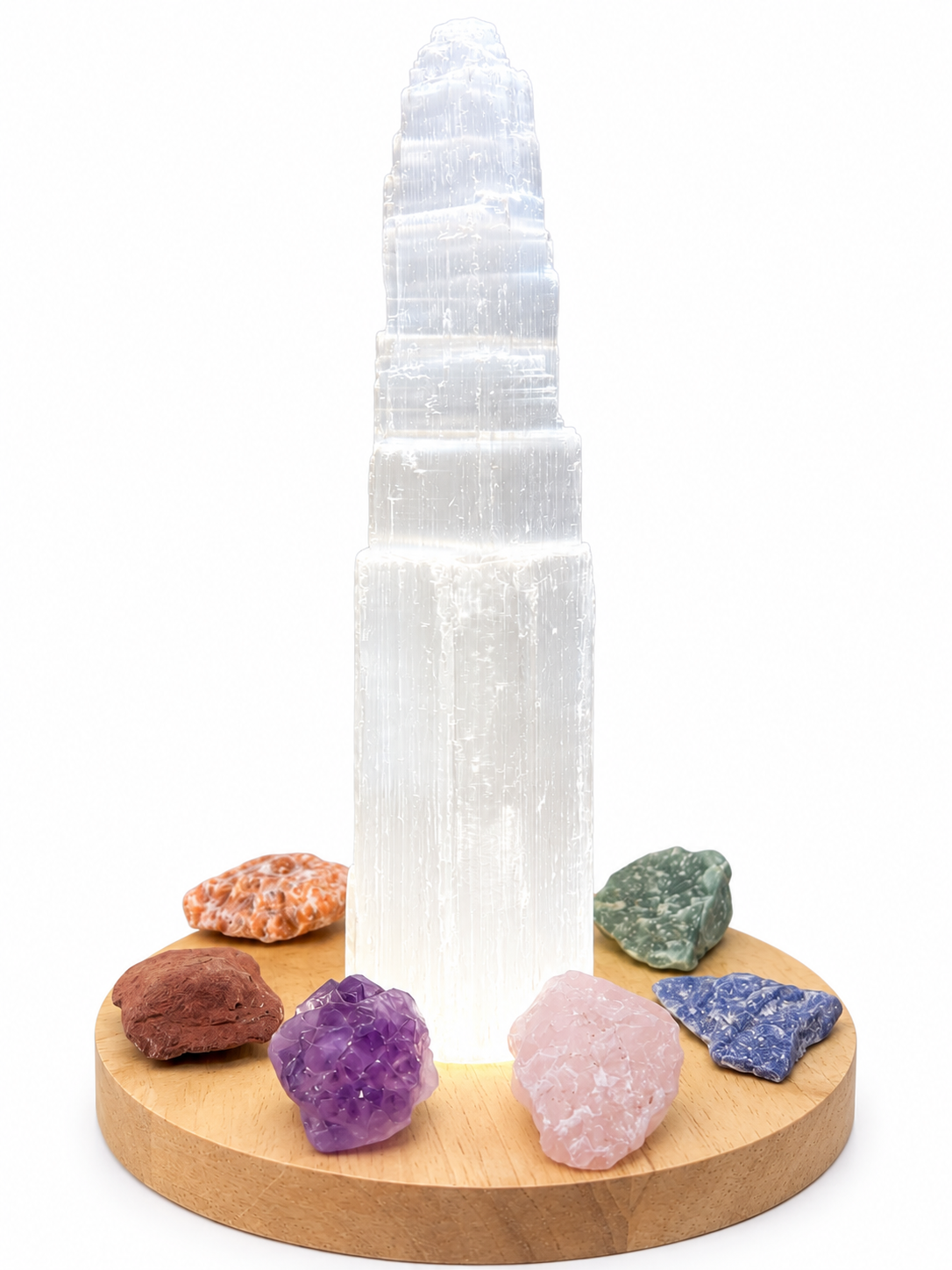 Selenite Chakra Balancing Crystal Generator Lamp Package