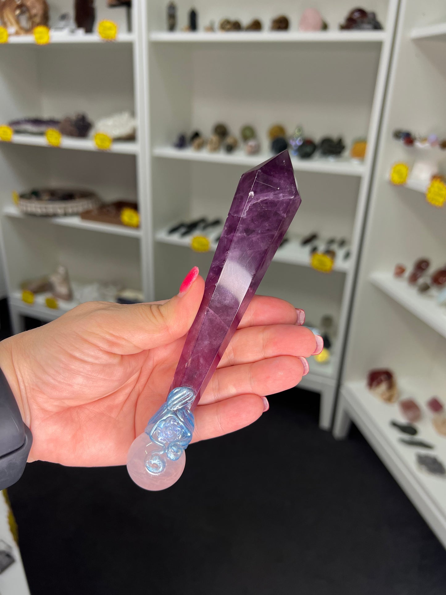 Fluorite and Rose Quartz Wand
