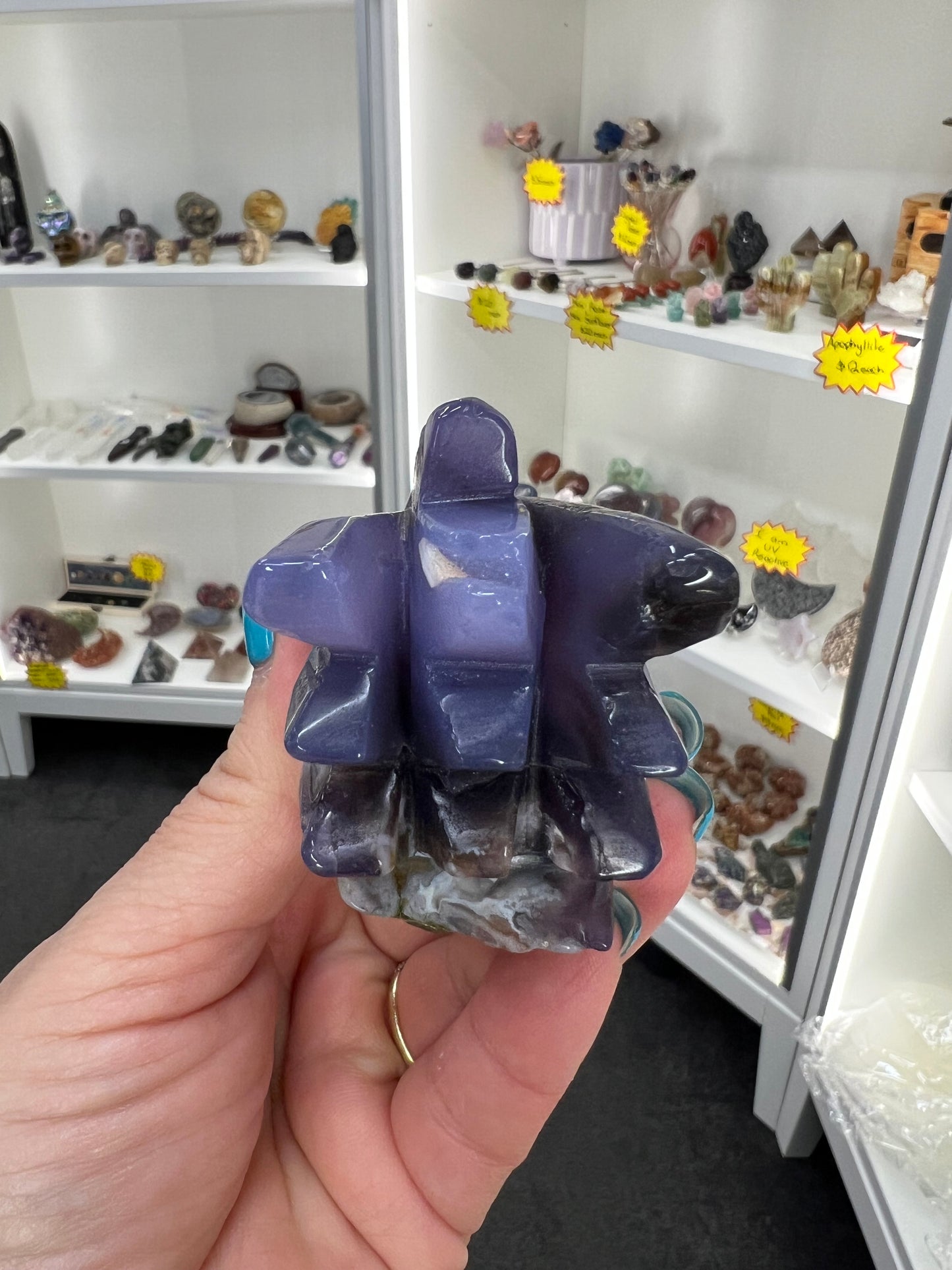 Blue Flower Agate Dragon Head