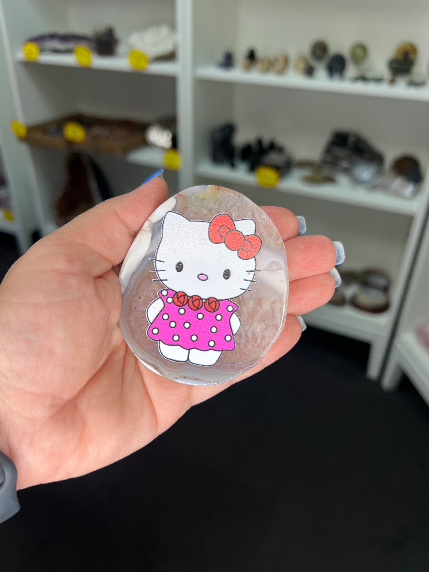 Agate Slice with Hello Kitty Print