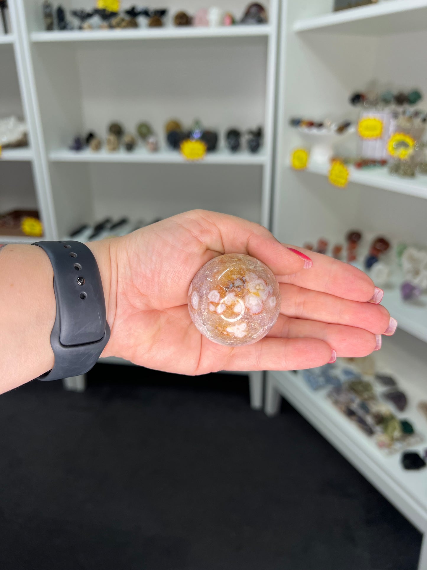 Amethyst x Flower Agate Sphere on Stand