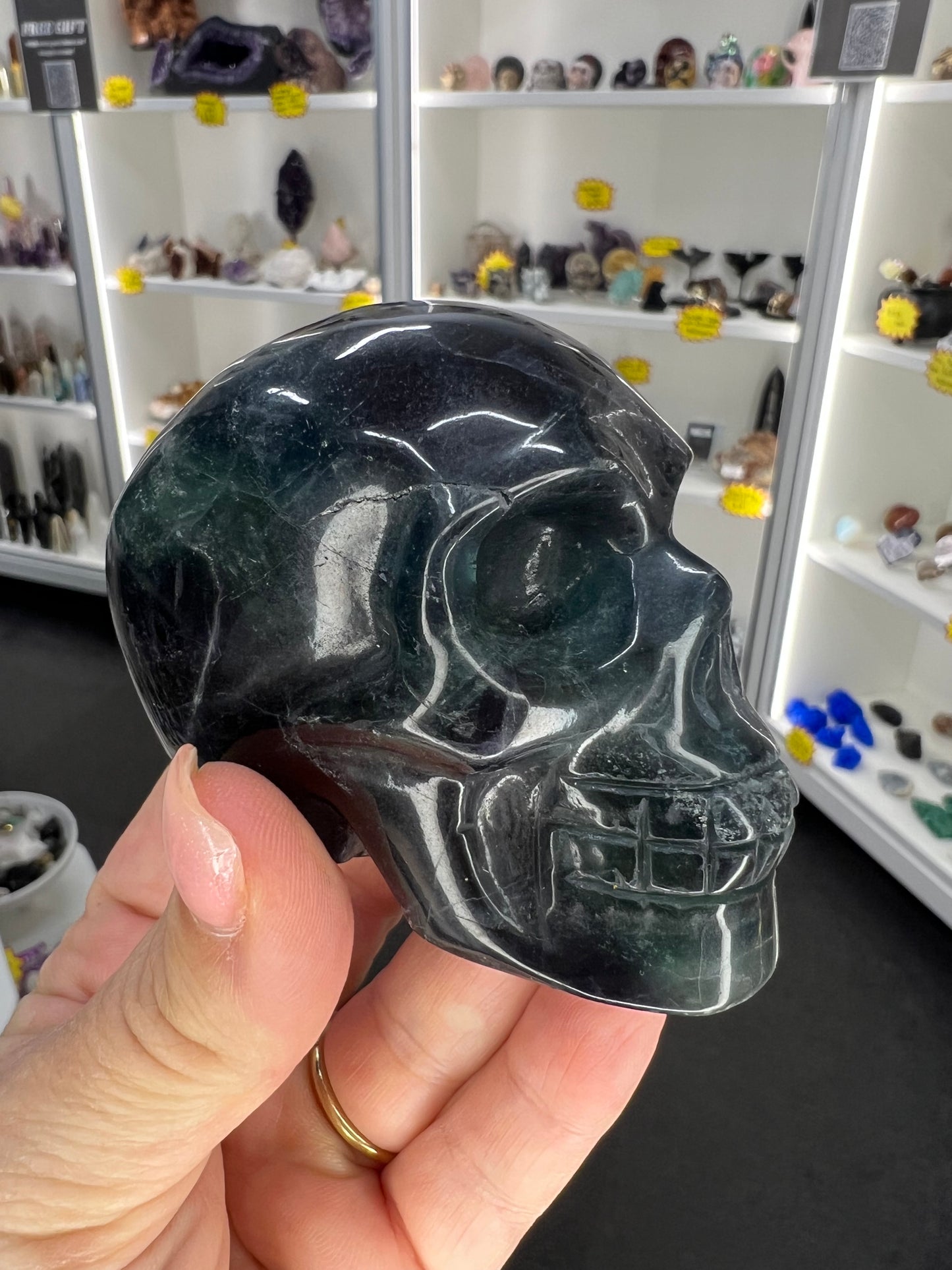 Black Fluorite Skull (UV Reactive)