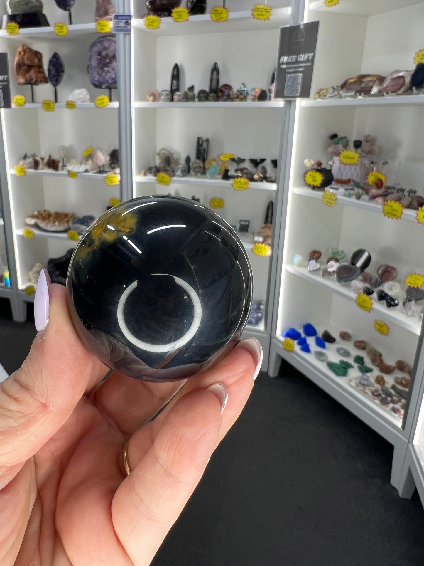 Druzy Black Agate Sphere with Stand