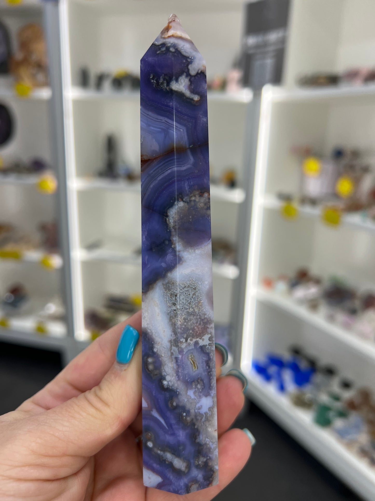 Blue Flower Agate Tower