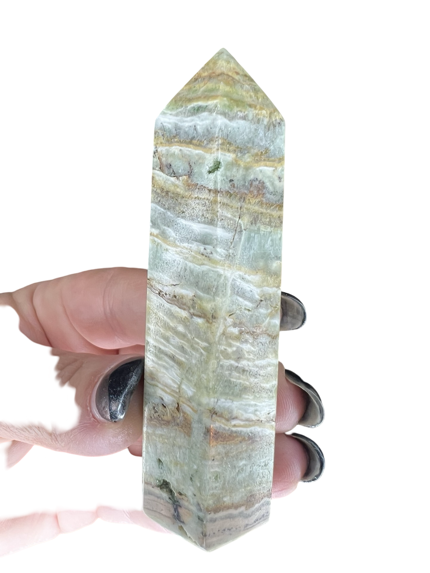 Banded Pistachio Calcite Tower