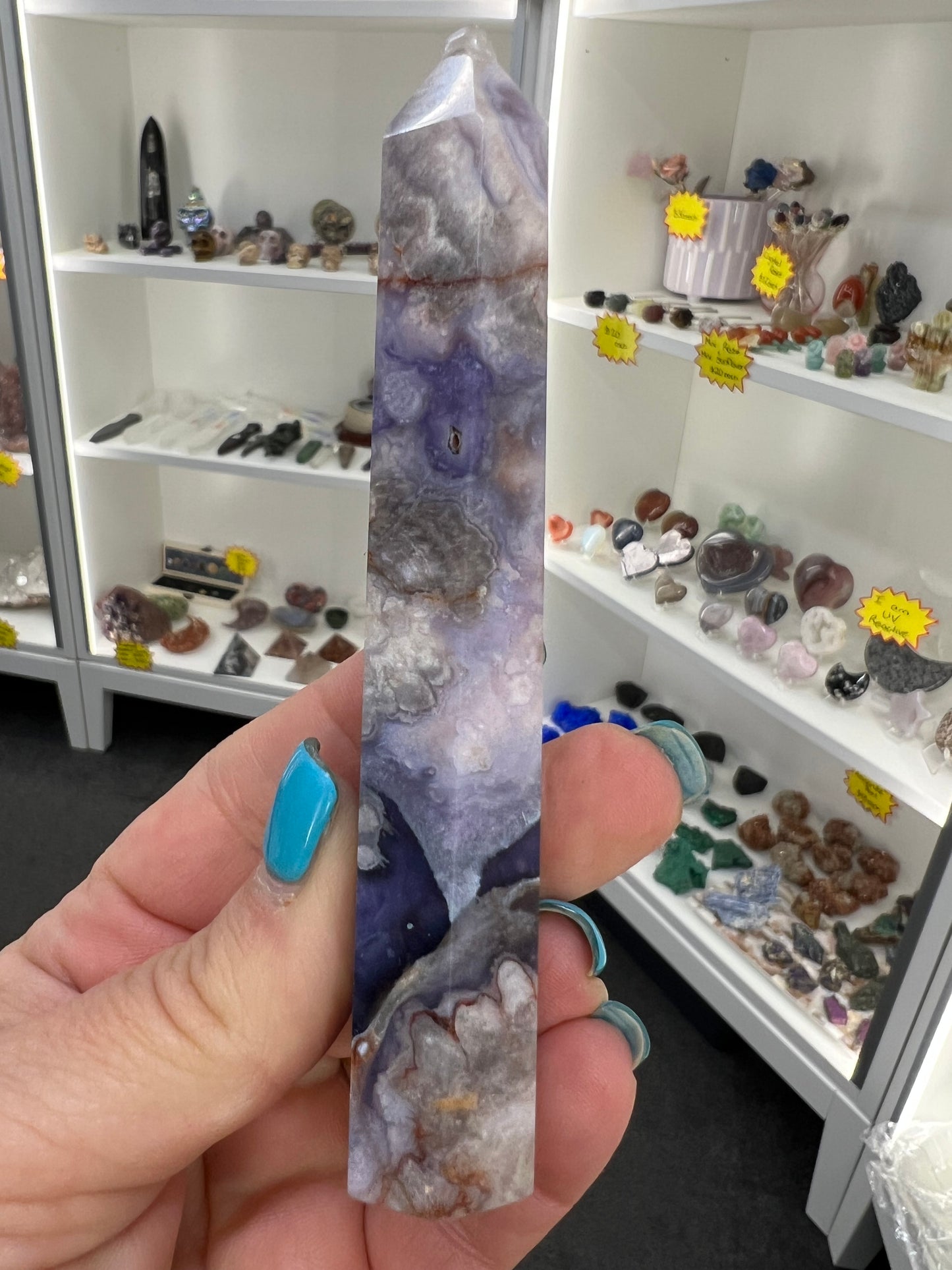 Blue Flower Agate Tower