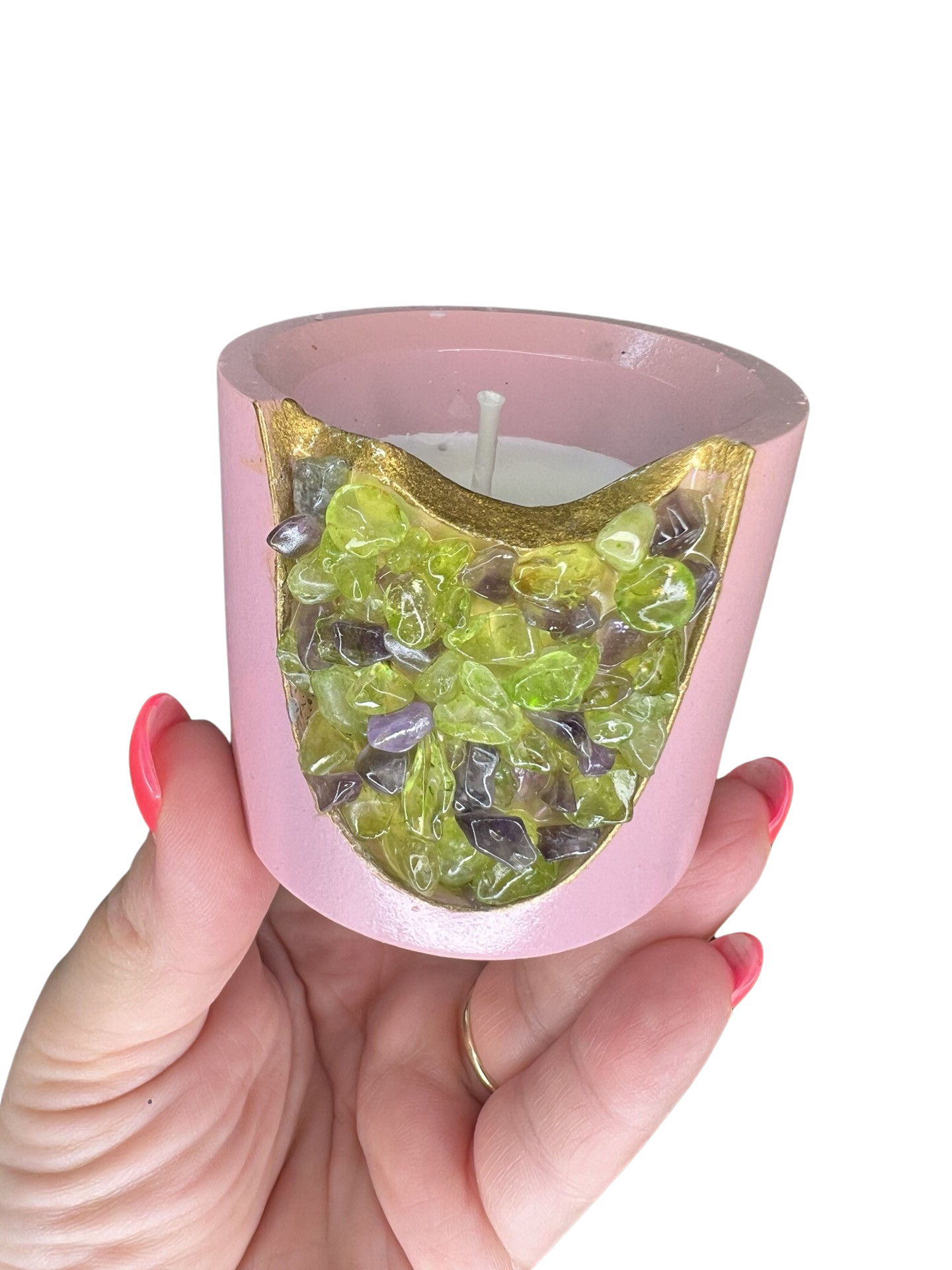Peridot Crystal Candle