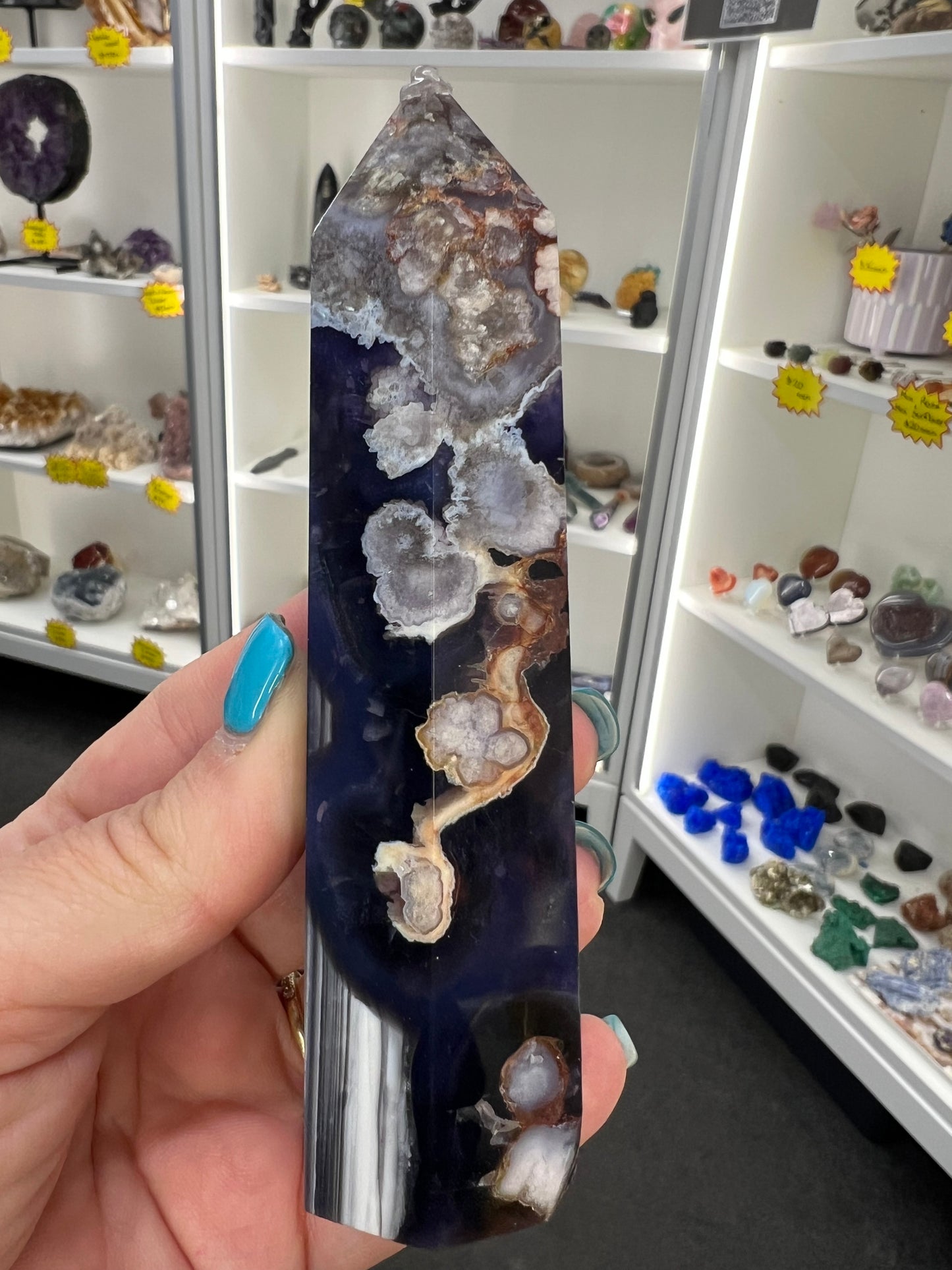 Blue Flower Agate Tower