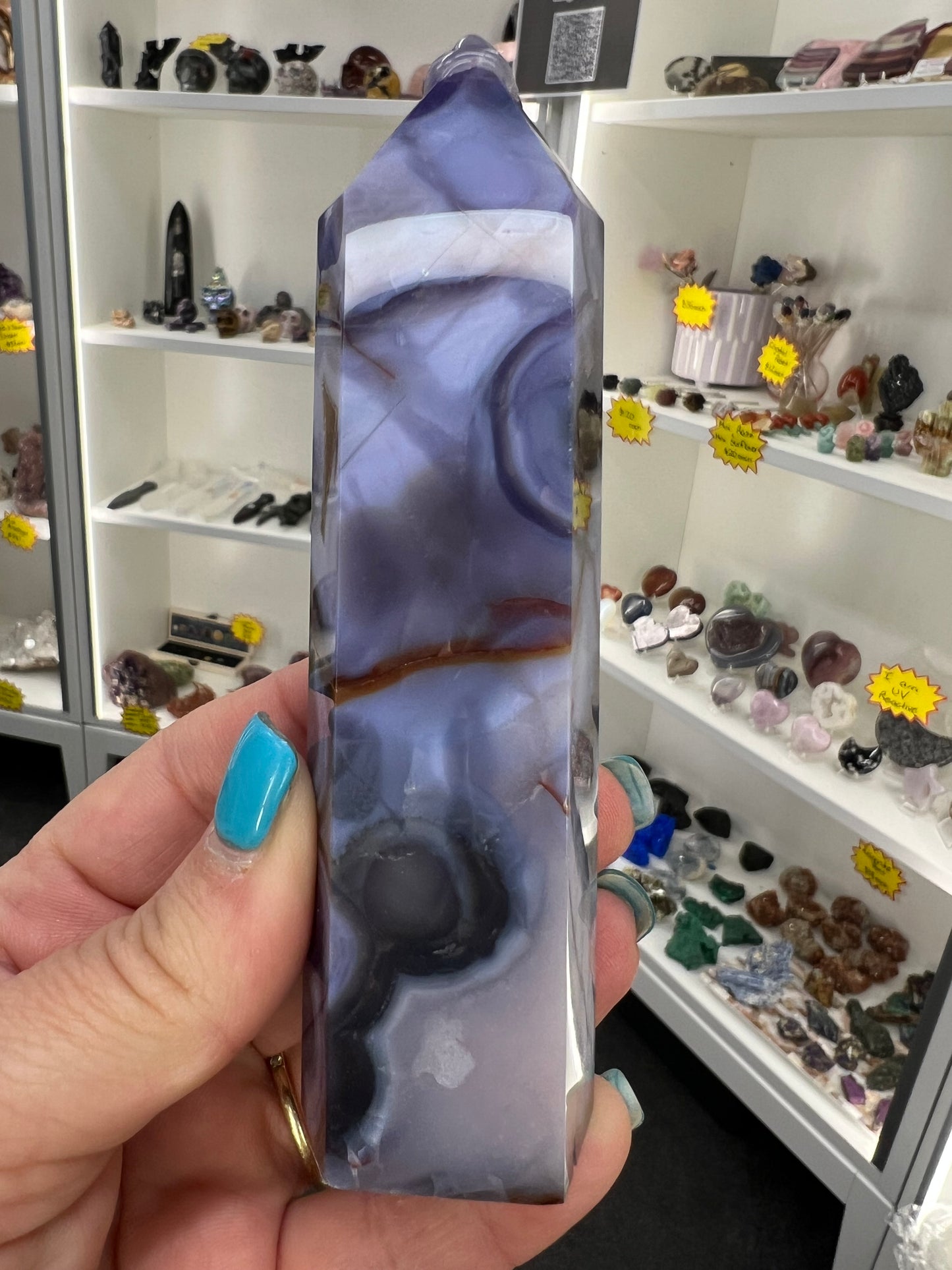 Blue Flower Agate Tower
