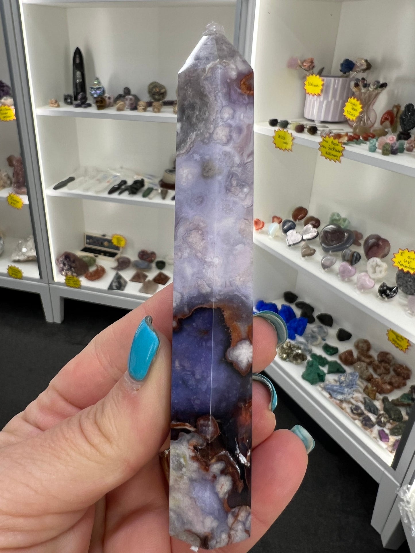 Blue Flower Agate Tower