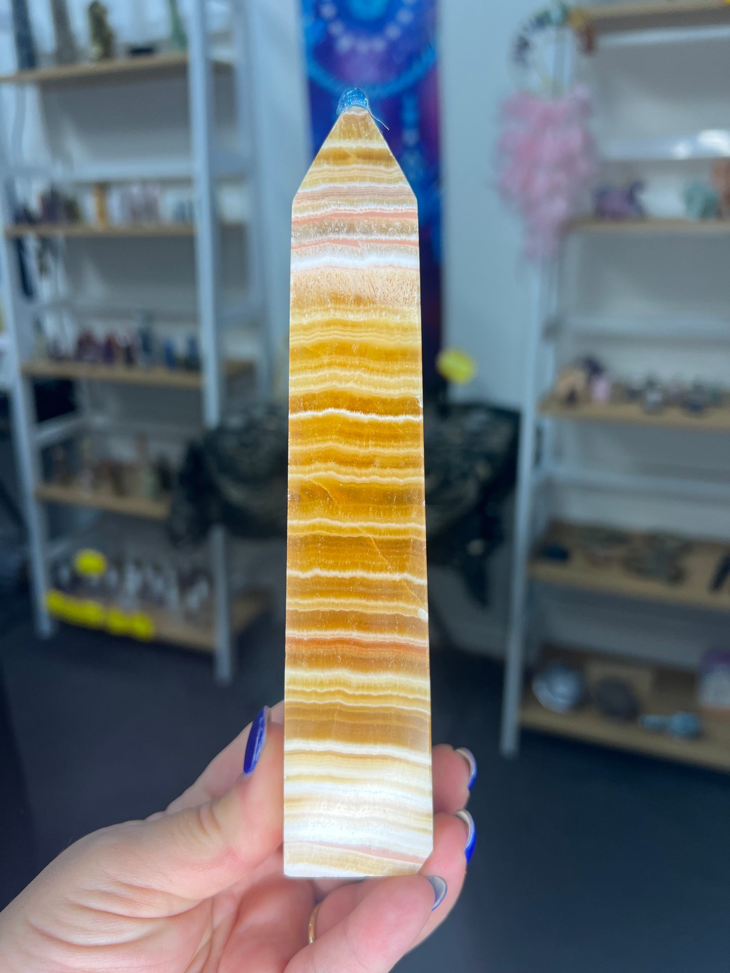 Banded Honey Calcite Tower
