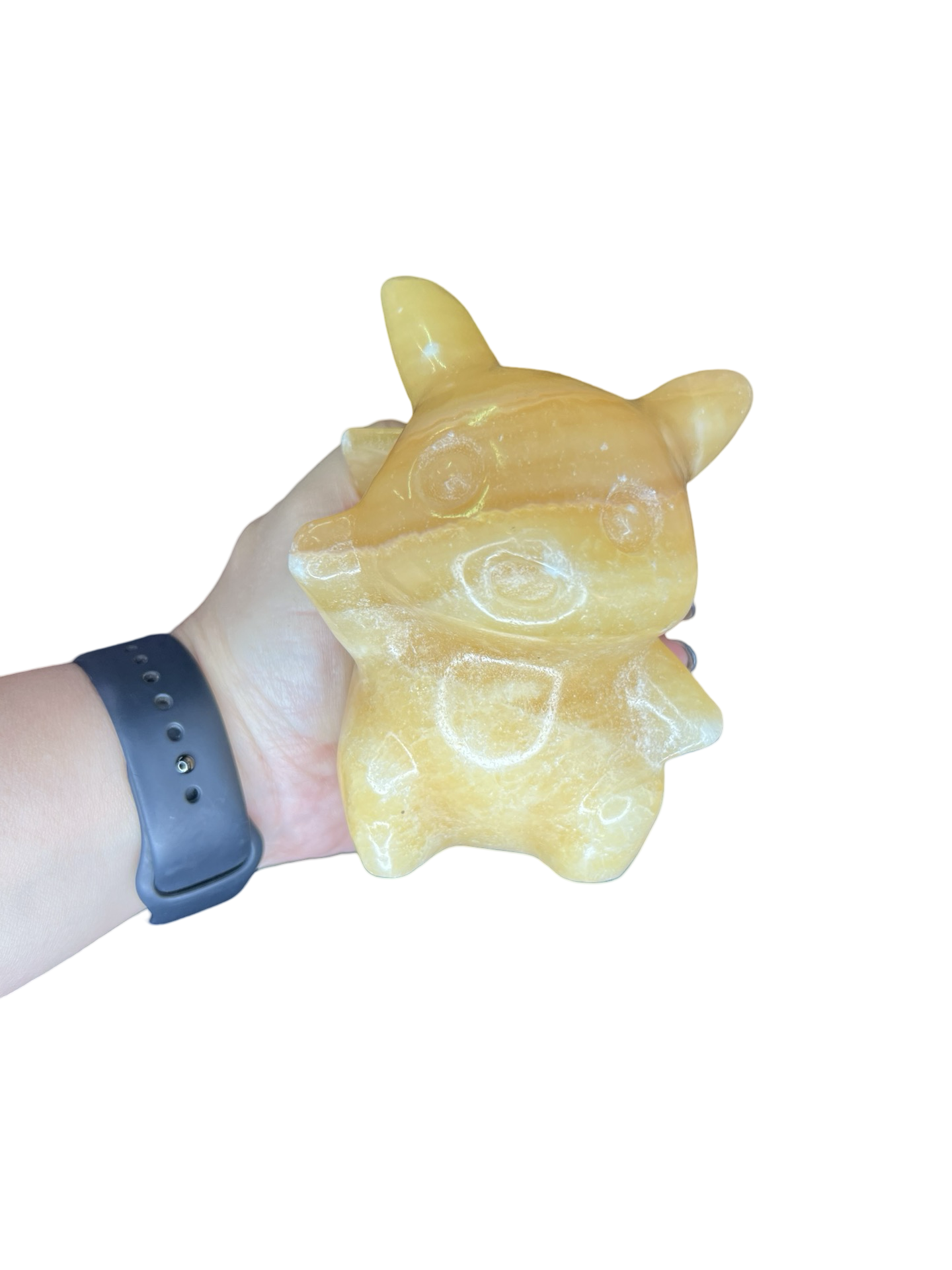 Honey Calcite Pikachu Carving