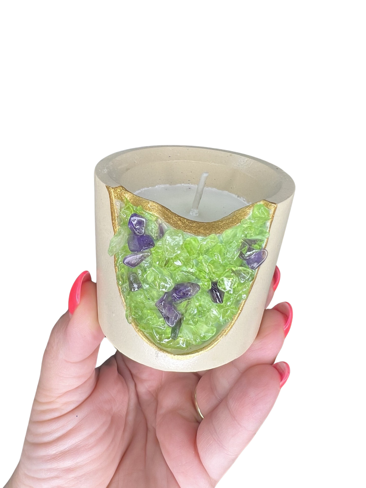 Peridot Crystal Candle