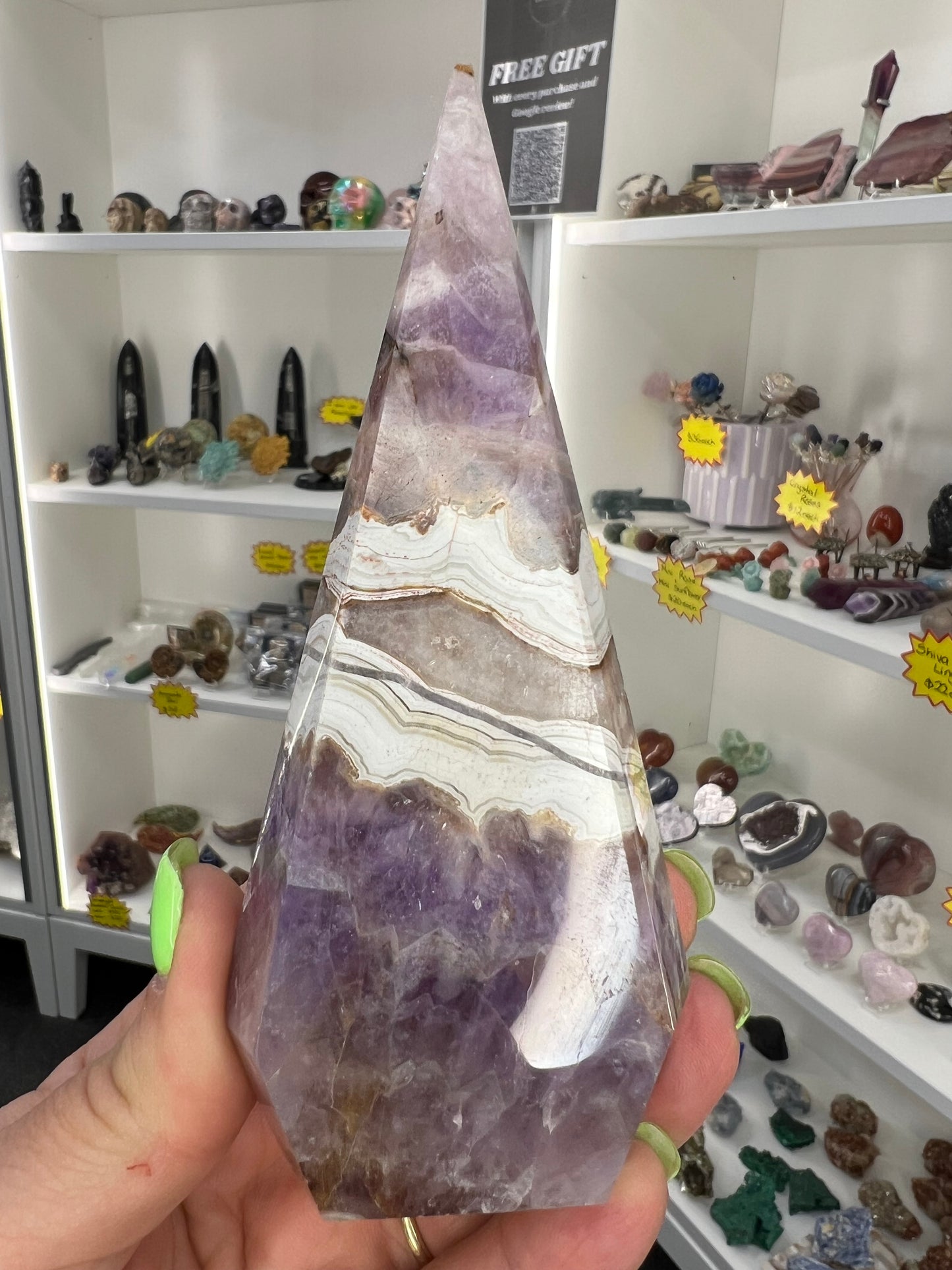 Amethyst x Banded Agate Faceted Freeform